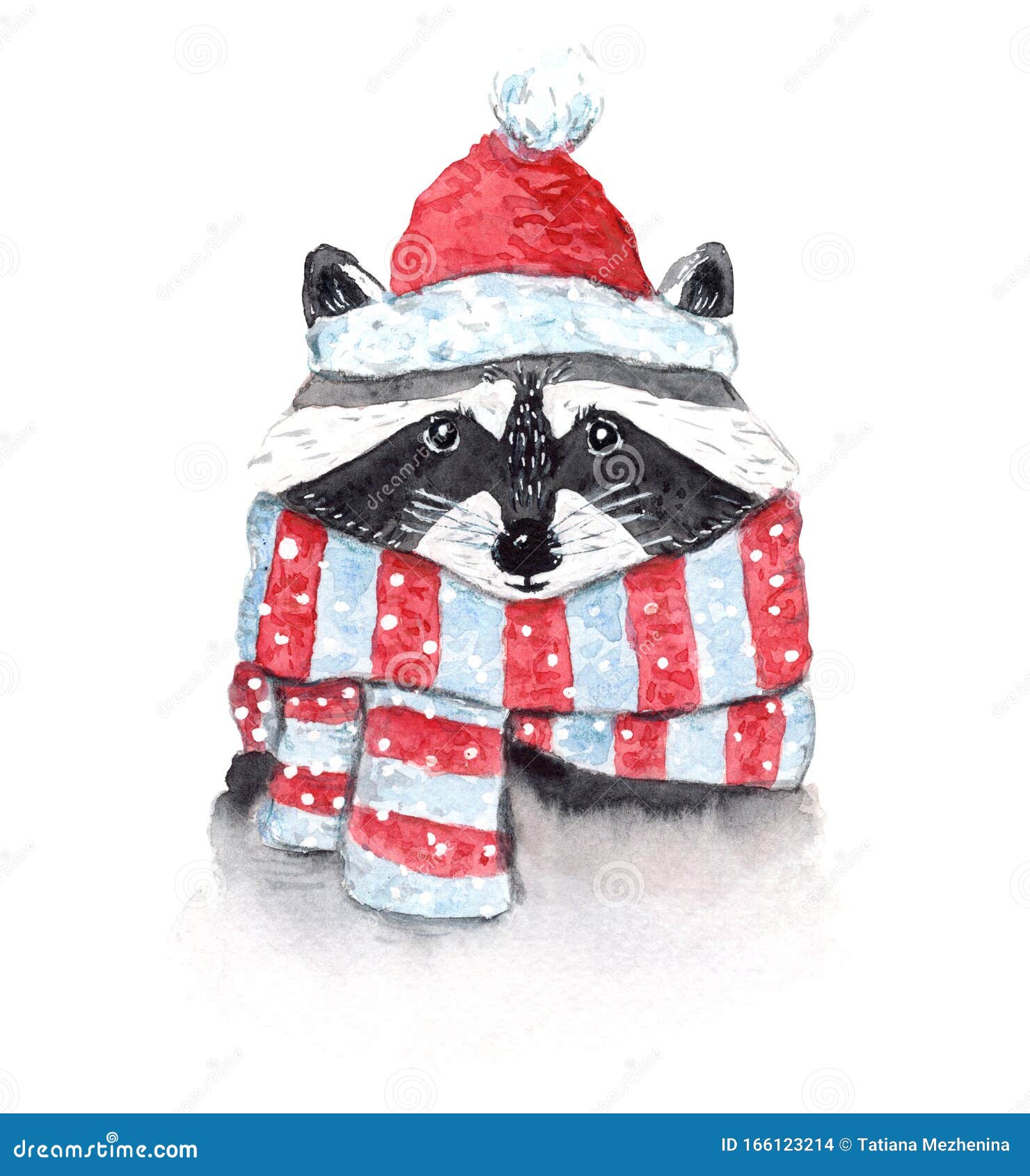 Милый рождественский водяной енот в шарфе и шляпе Иллюстрация штока -  иллюстрации насчитывающей торжество, ребенок: 166123214