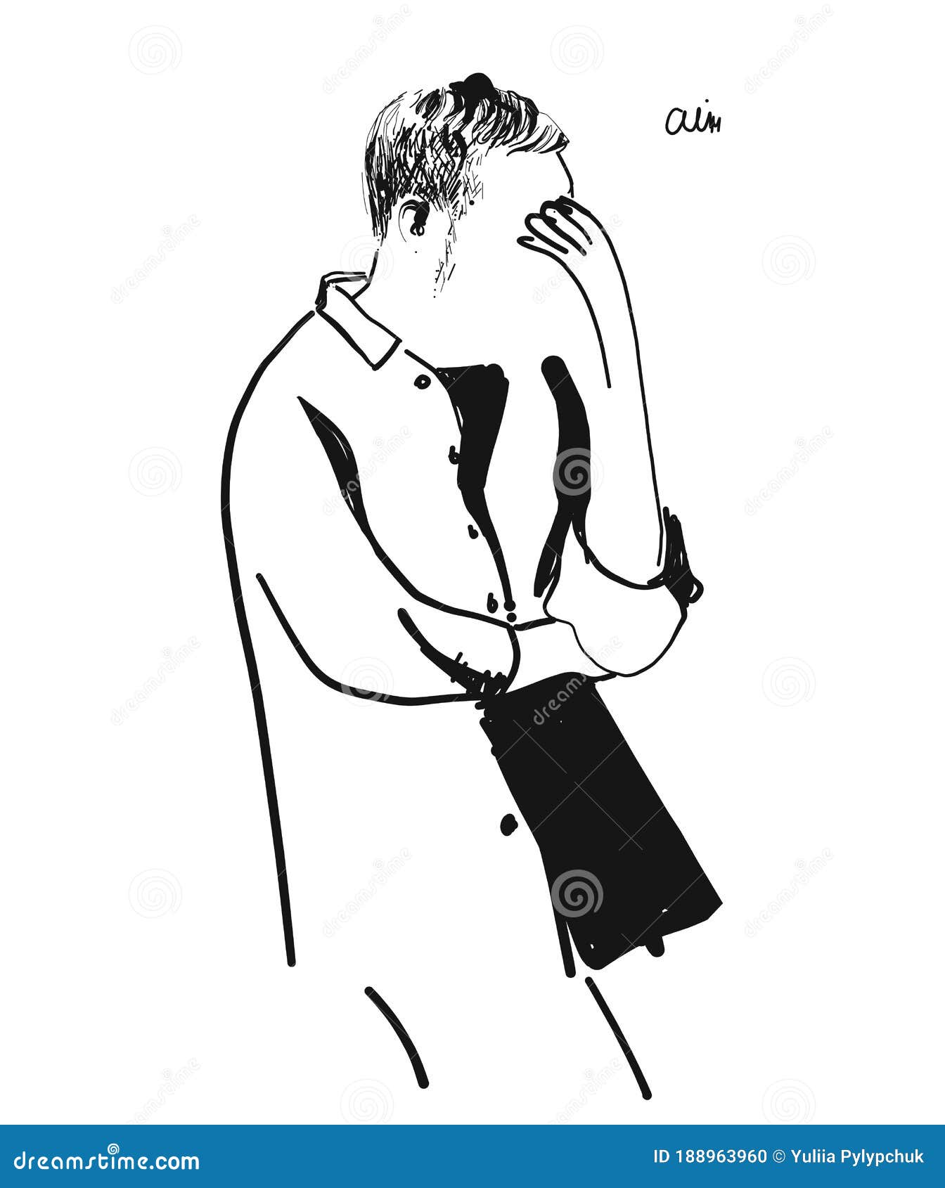 Миниатюра думая иллюстрации вектора руки человека вычерченной Иллюстрация  вектора - иллюстрации насчитывающей иллюстрация, свободно: 188963960