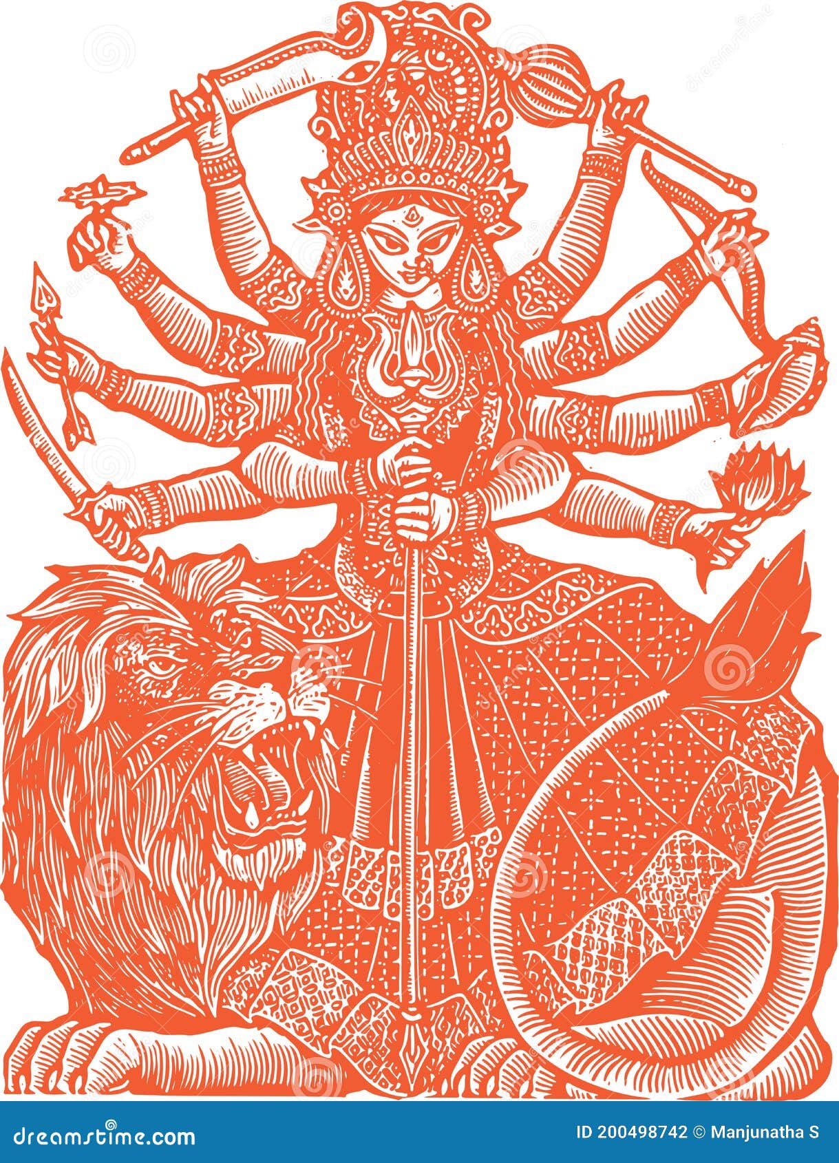 Миниатюра индуистской богини Дурга или Кали Мата излагаются Редактируемое иллюстрации Иллюстрация вектора - иллюстрации насчитывающей художничества, индия: 200498742