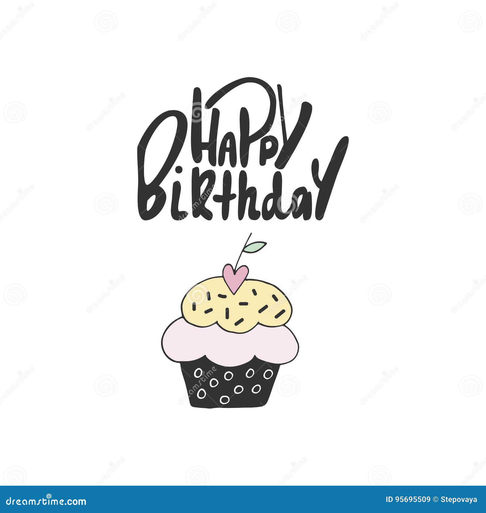 Милой помечать буквами нарисованный рукой с днем рождения с тортом  Поздравительная открытка дня рождения нарисованная вручную так Иллюстрация  штока - иллюстрации насчитывающей приветствие, потеха: 95695509