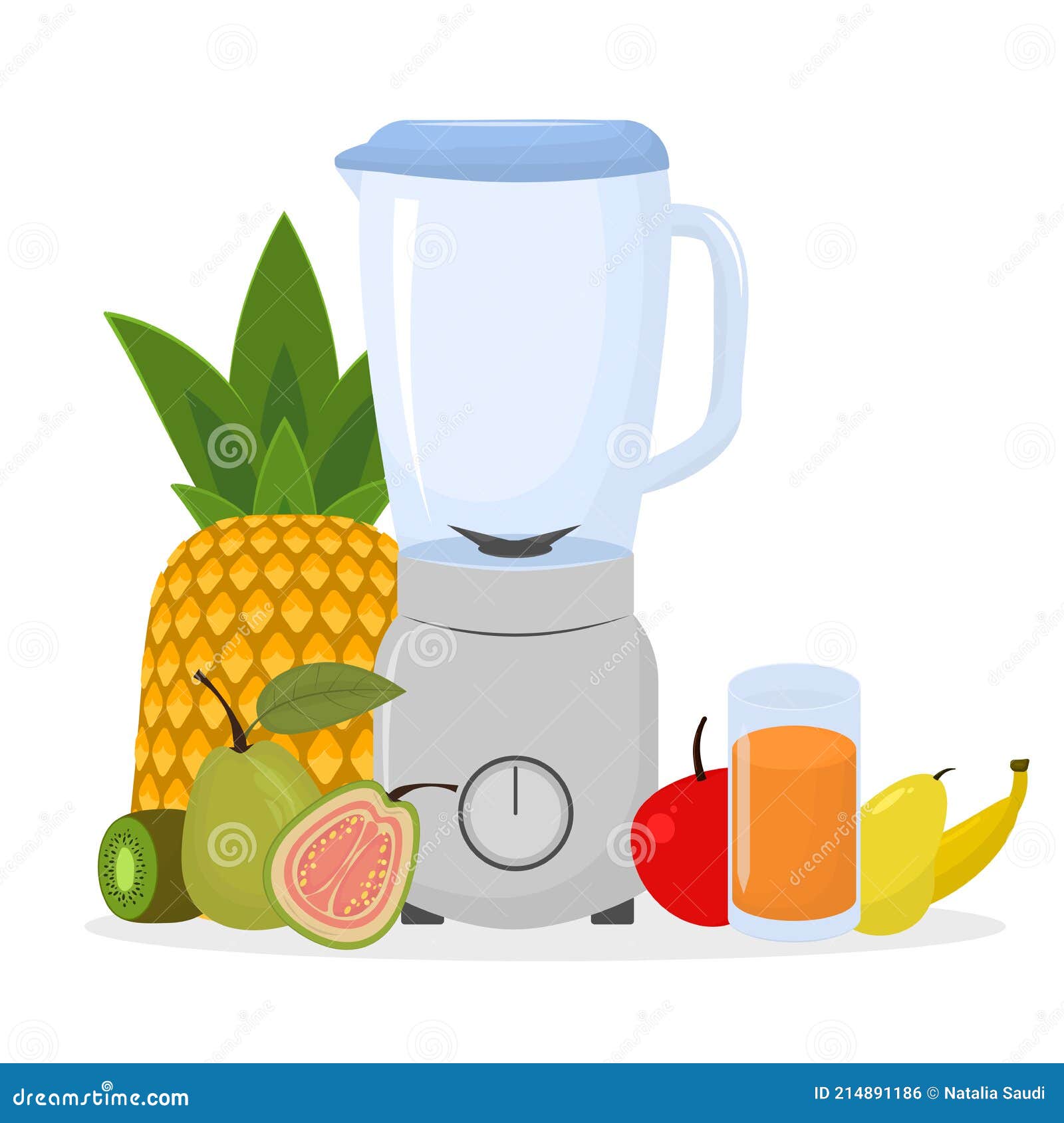 Blender And Working Blender With Fruit Stock Illustration