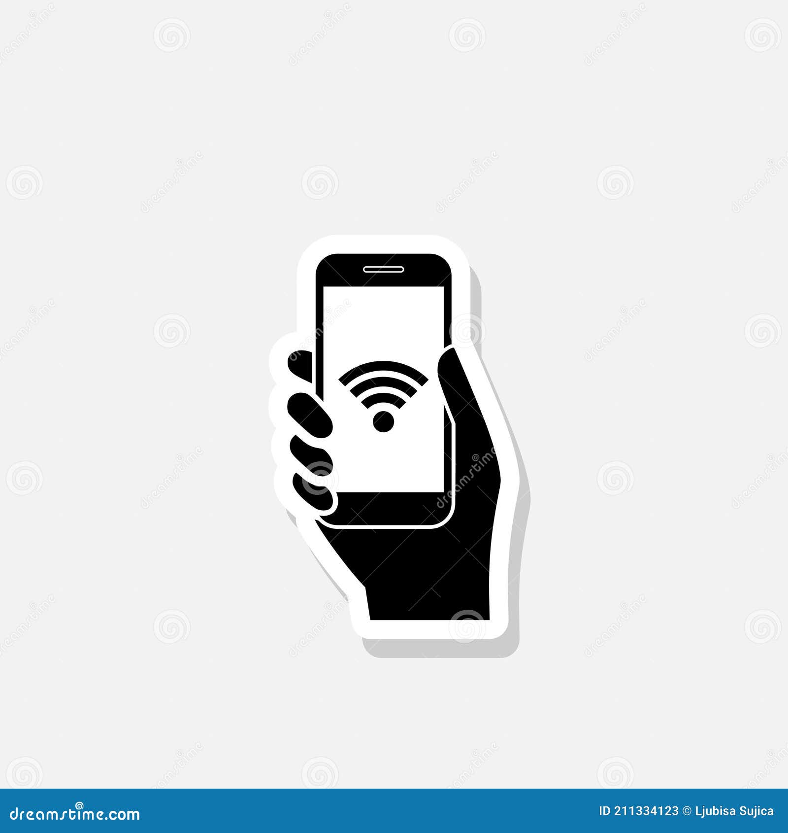Мобильный телефон компании руки с бесплатным Wifi наклейки значком  Иллюстрация вектора - иллюстрации насчитывающей интернет, цифрово: 211334123
