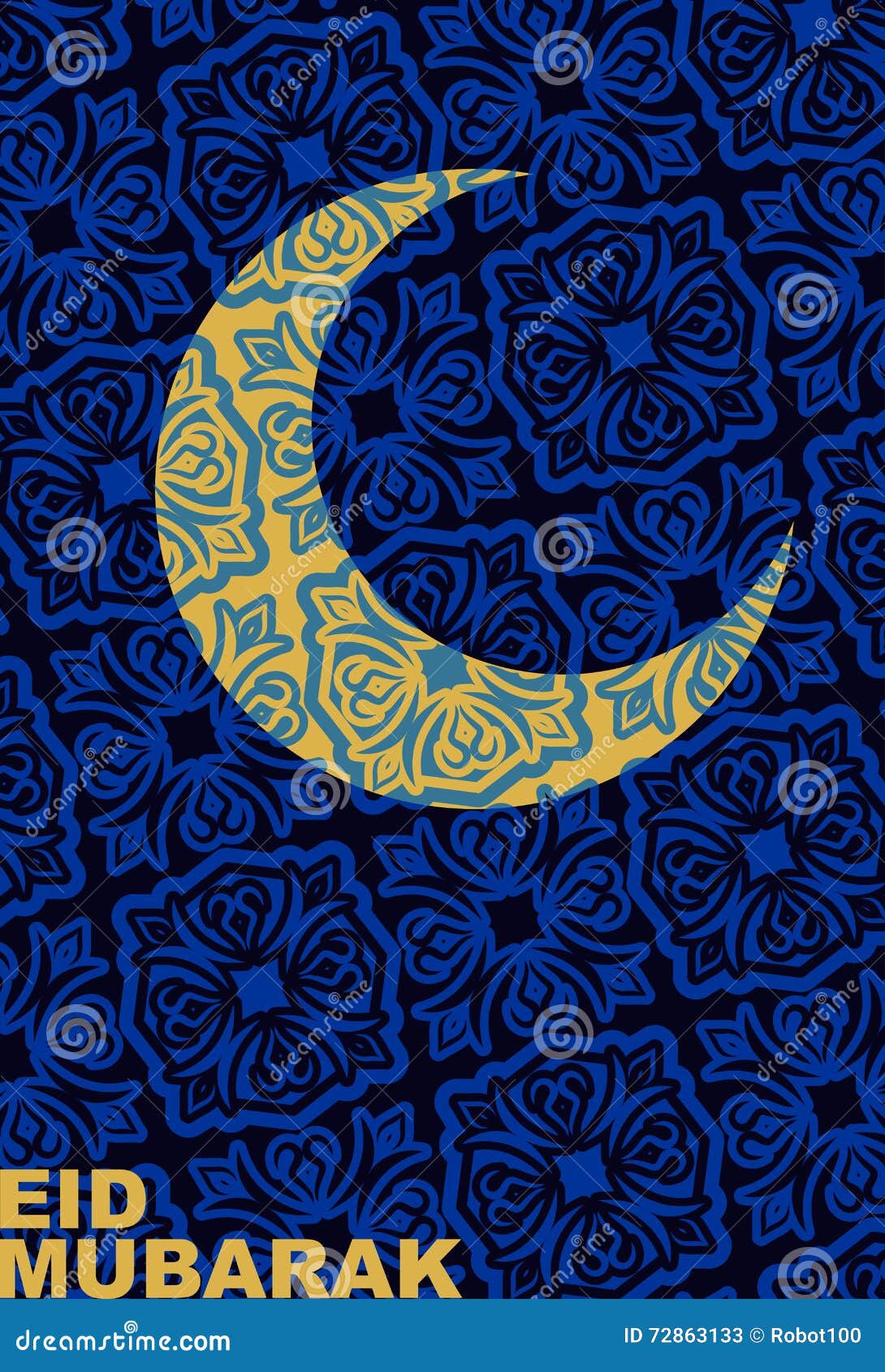 Мусульманский фестиваль общины Eid Mubarak с луной ...