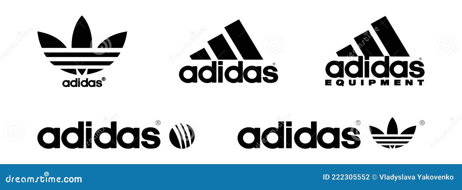 набор логотипов Adidas. Adidas Original. марки спортивной одежды. логотипы спортивной экипировки и компании спортивной одежды. век Редакционное Фотография - иллюстрации насчитывающей офис, немецко: 222305552