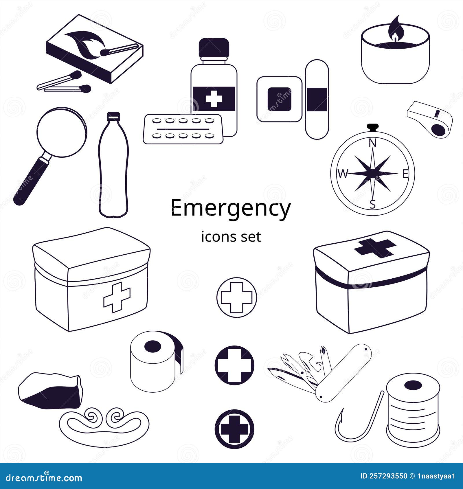 Disaster Relief Kit, Emergency Kit Contents Stock Vector - Illustration of  toilet, relief: 257293550