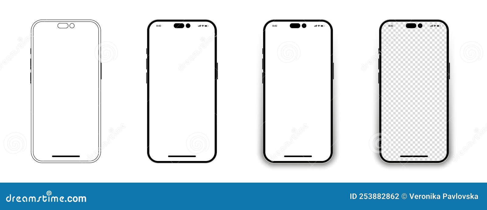 набор реалистичных моделей смартфон с прозрачными экранами. коллекция  макетов смартфона. телефонный макет перед. мобильный телефон Иллюстрация  вектора - иллюстрации насчитывающей реалистическо, дисплей: 253882862