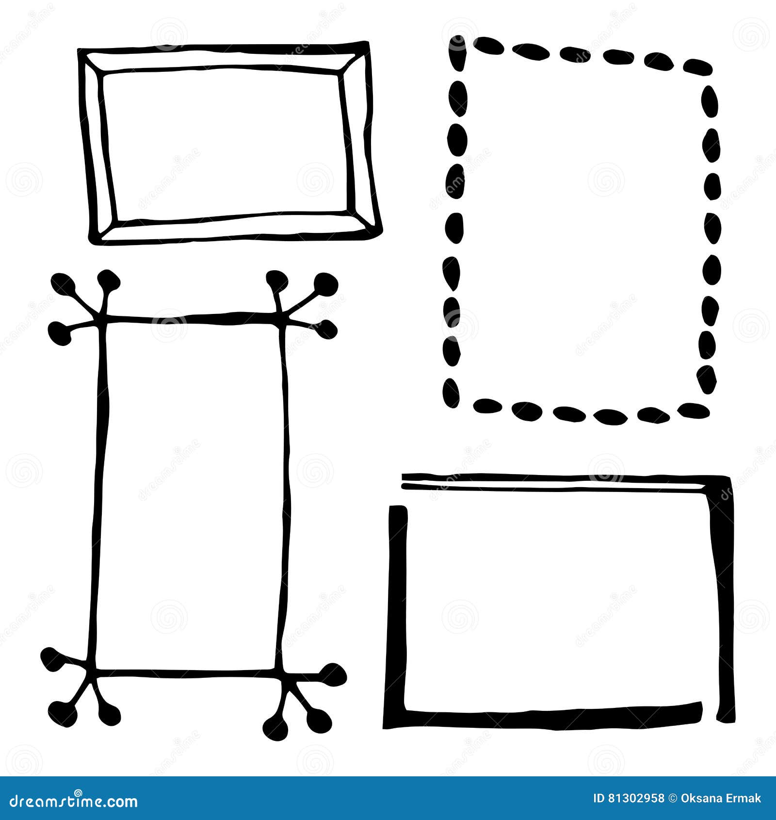 Рамка вручную нарисована квадрат. Hand drawn Square. Handdrawn vector Rectangle. Hand drawn Double lined cartoon frame, animated border Design. Установлены рамки времени