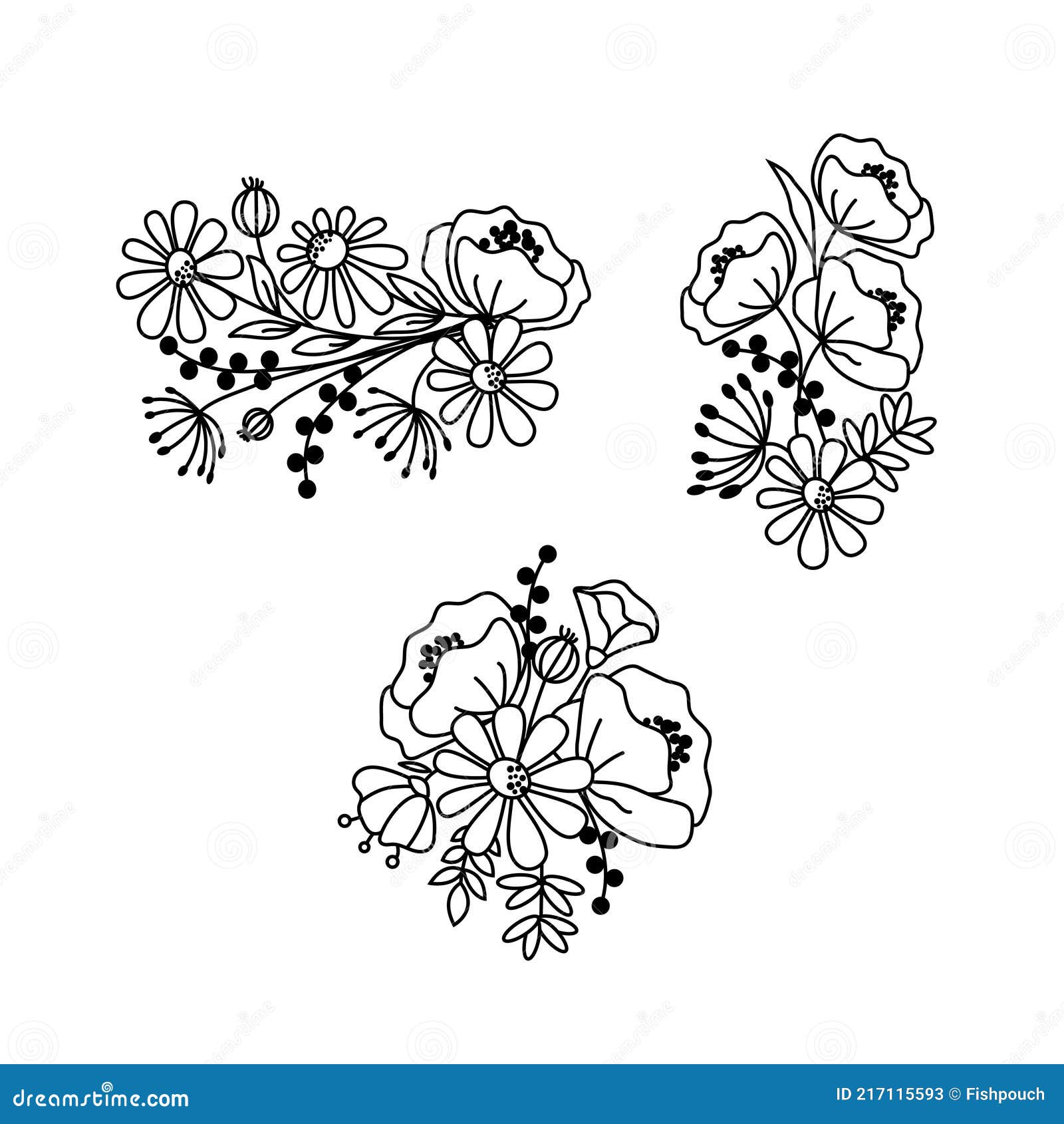 нарисованные цветы. черно-белые цветники и травяные растения. монохромные  цветочные элементы. Иллюстрация вектора - иллюстрации насчитывающей  нарисовано, контур: 217115593