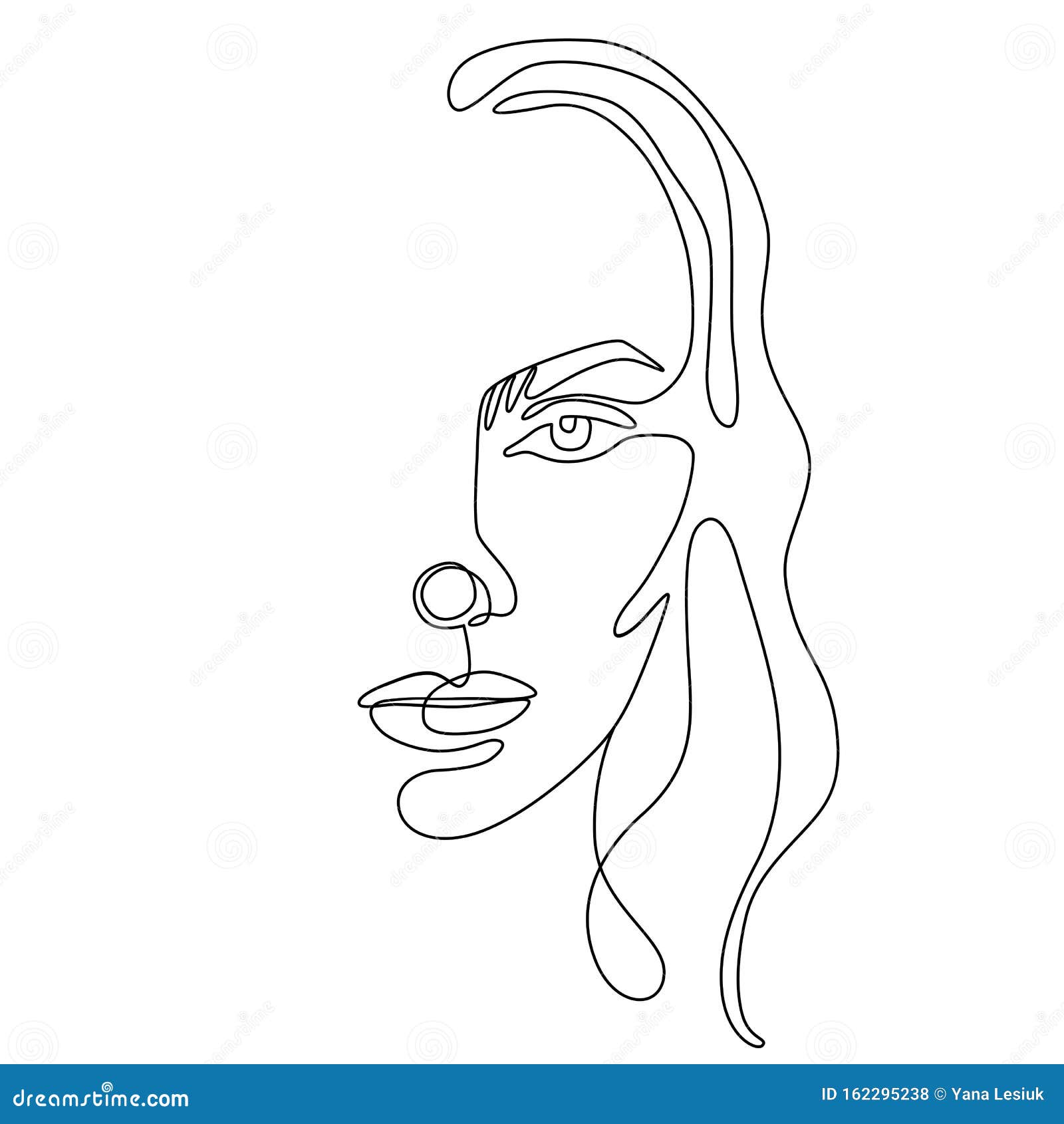 Непрерывное векторное рисование линии Силуэт лица Абстрактный портрет Иллюстрация вектора - иллюстрации насчитывающей график, повелительница: 162295238