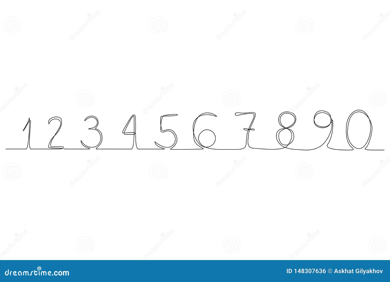 Непрерывные номера строки 0-9 Новый минимализм Номера Doodle Непрерывная  линия набор номеров Иллюстрация вектора - иллюстрации насчитывающей  изолировано, непрерывно: 148307636