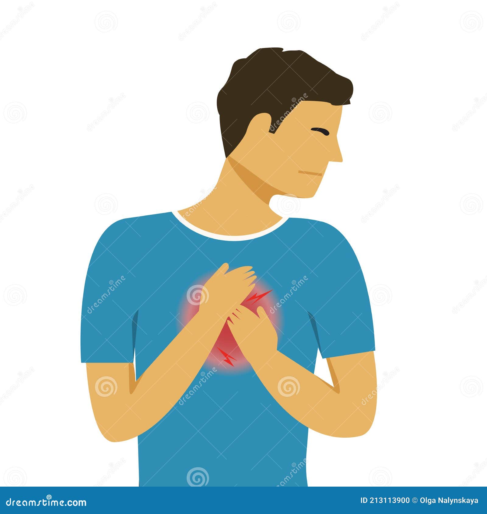 Несчастный случай болезни сердца.. Человек с болью в груди. Иллюстрация  вектора - иллюстрации насчитывающей доктор, инструктор: 213113900