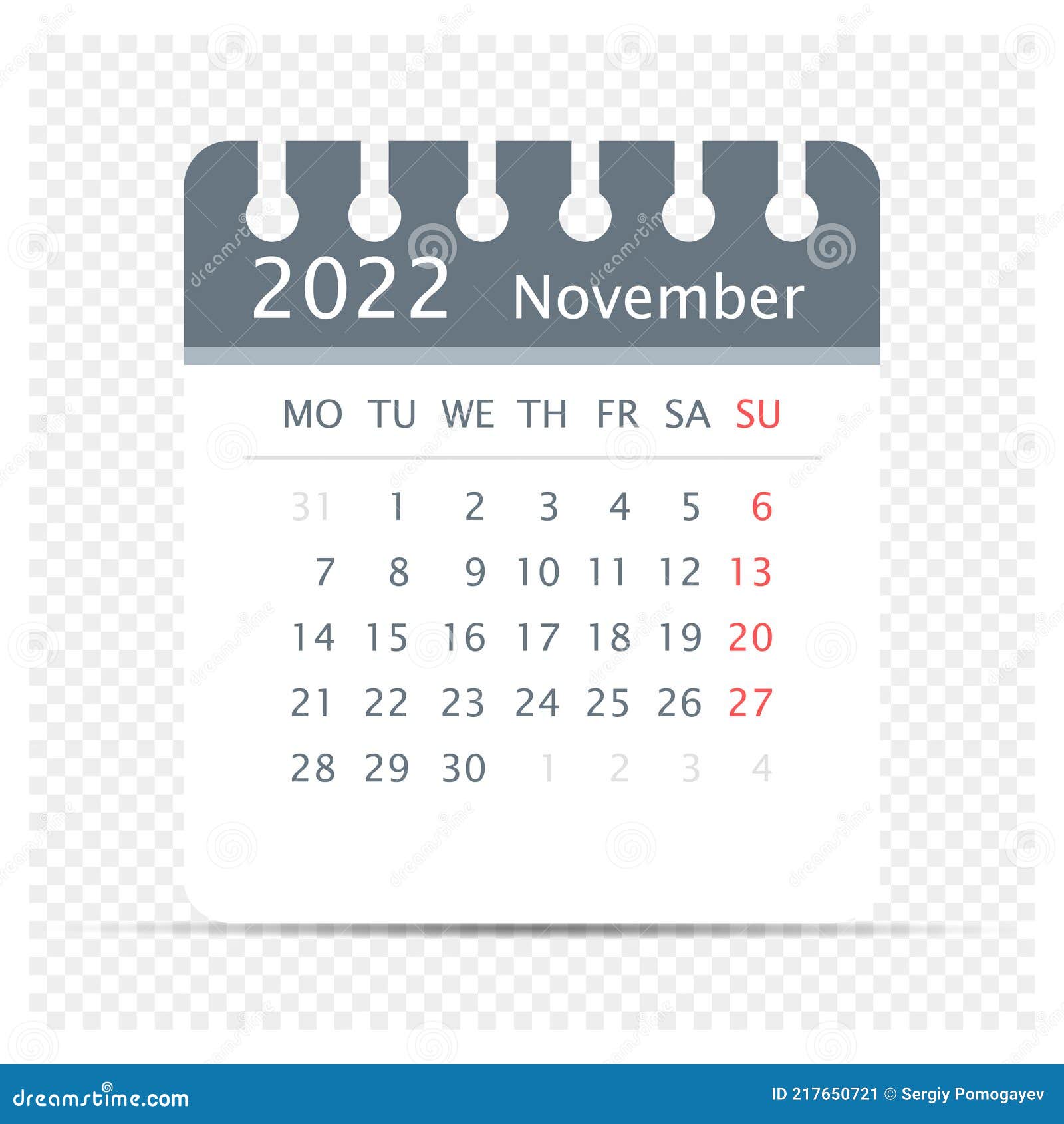 ноябрь 2022 календарь значок дополнительные дни недели начинается в  понедельник неделя начинается в понедельник Иллюстрация вектора -  иллюстрации насчитывающей бумага, лично: 217650721