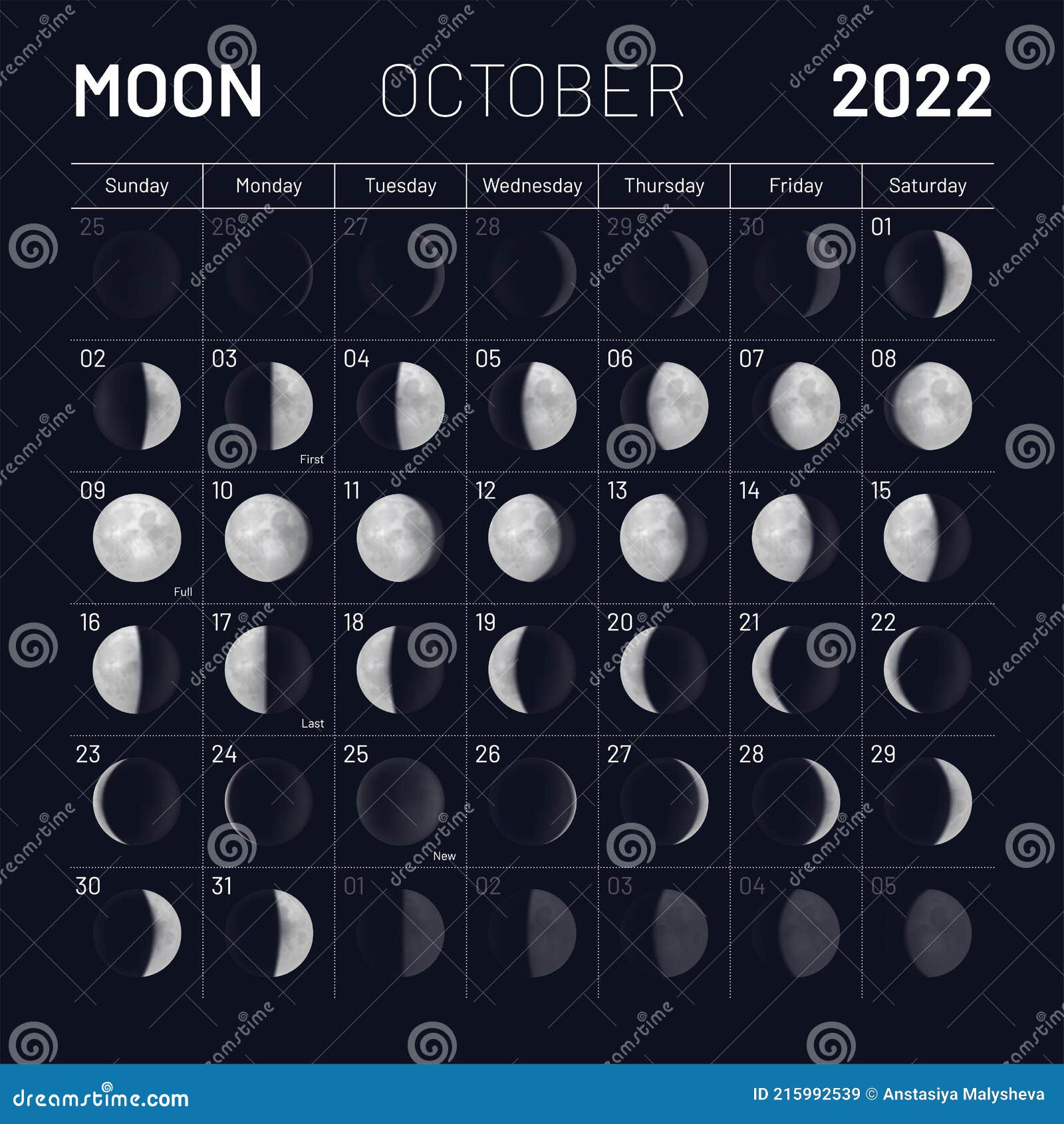 Календарь фаз Луны 2024. Луна в октябре 2024 фазы.