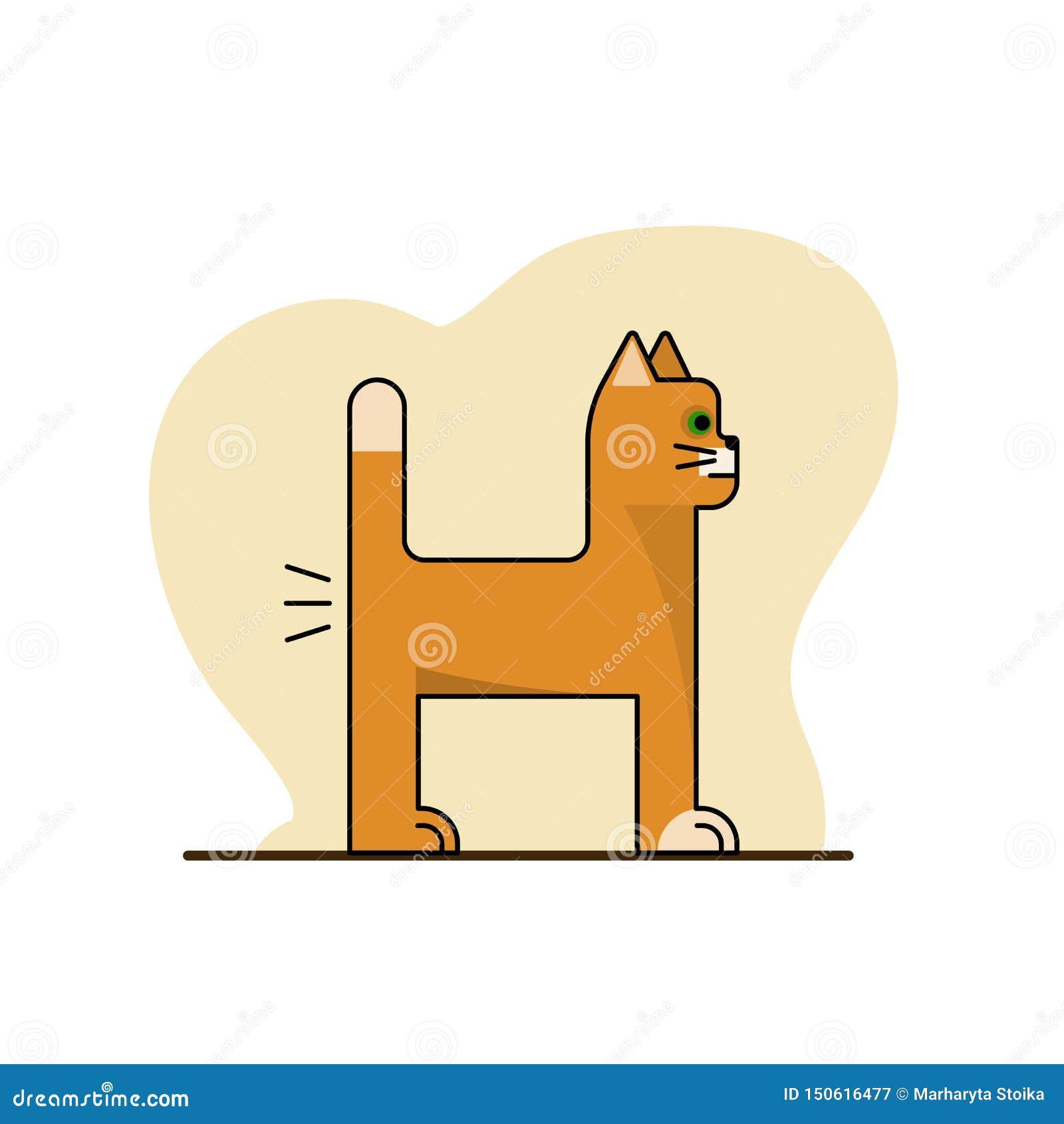 Оранжевый кот пукает иллюстрация вектора. иллюстрации насчитывающей котенок  - 150616477