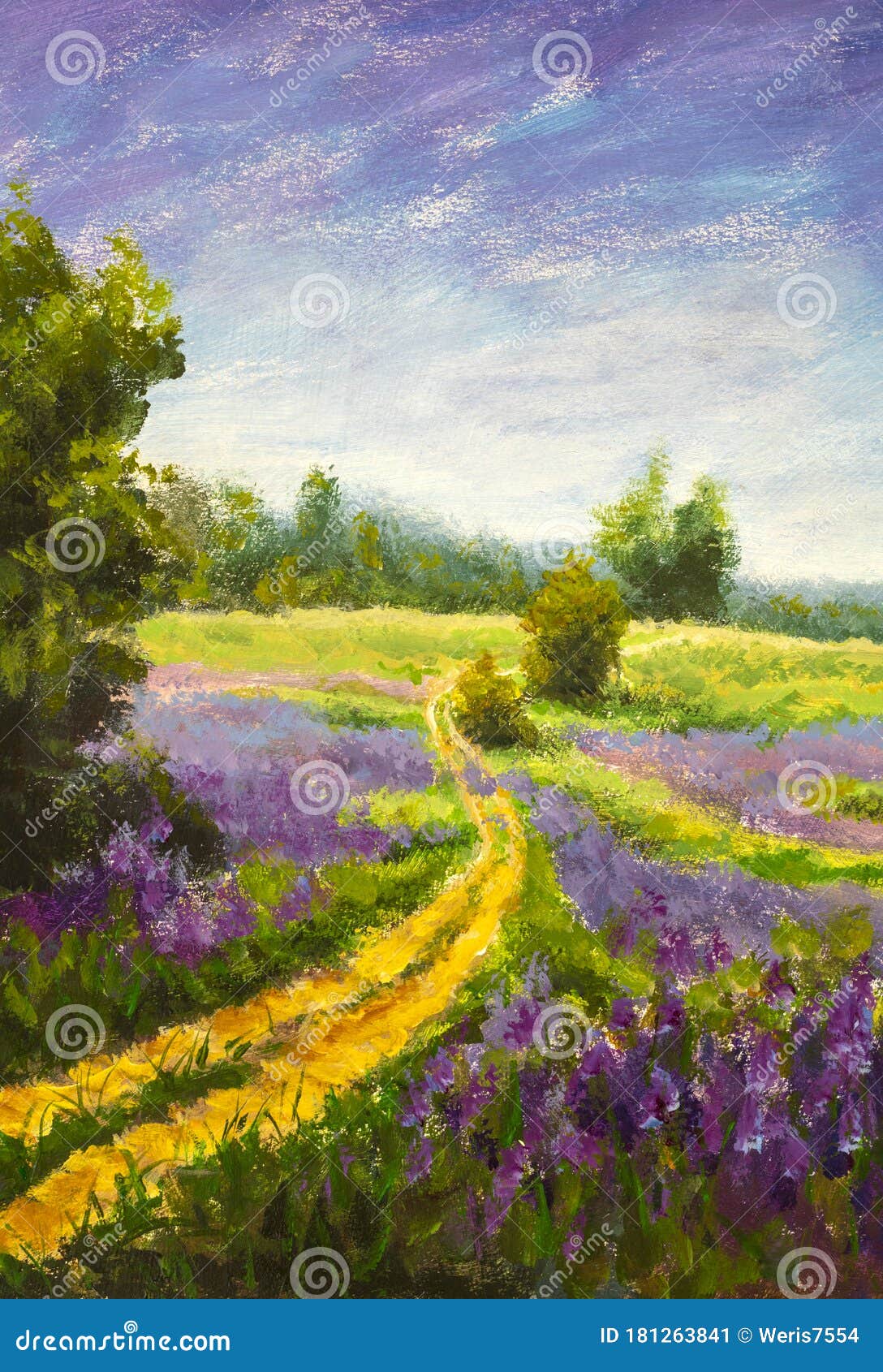 Оригинальная картина маслом цветов поля Wildflowers цветов красивыхфиолетовых на холсте Стоковое Изображение - изображение насчитывающей поле,ландшафт: 181263841