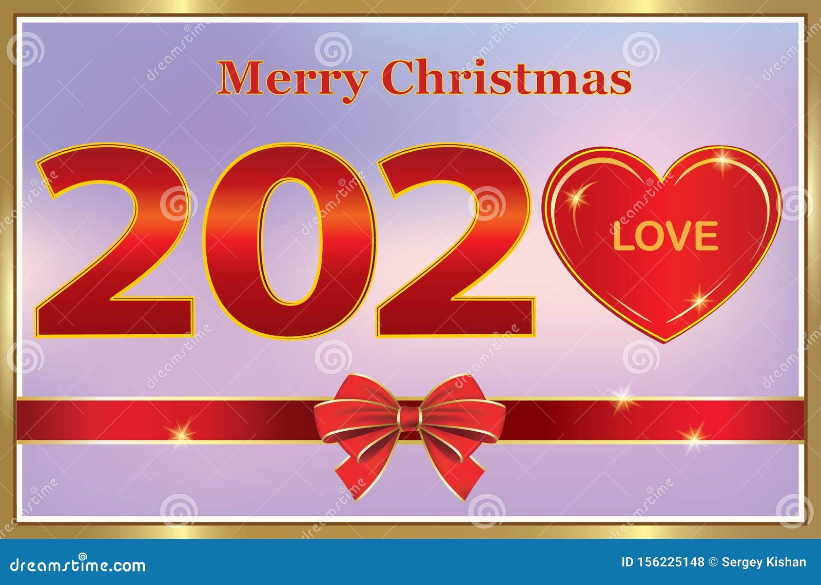 Merry Christmast and Happy New Year 2020. Holiday Banner with Date ...