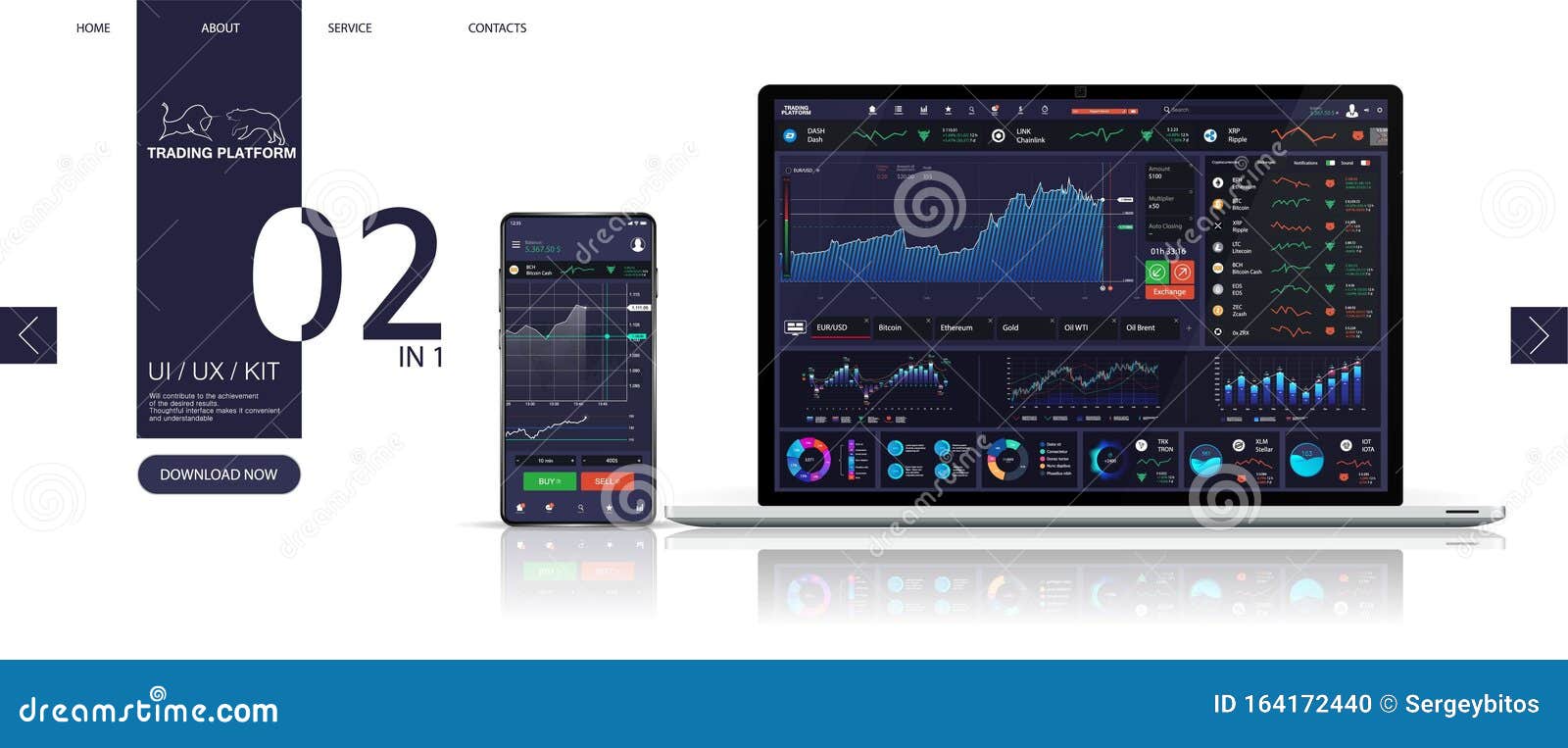 Download Trading Platform Dashboard Ui Ux Kit Mockup Stock Vector Illustration Of Communication Isolated 164172440