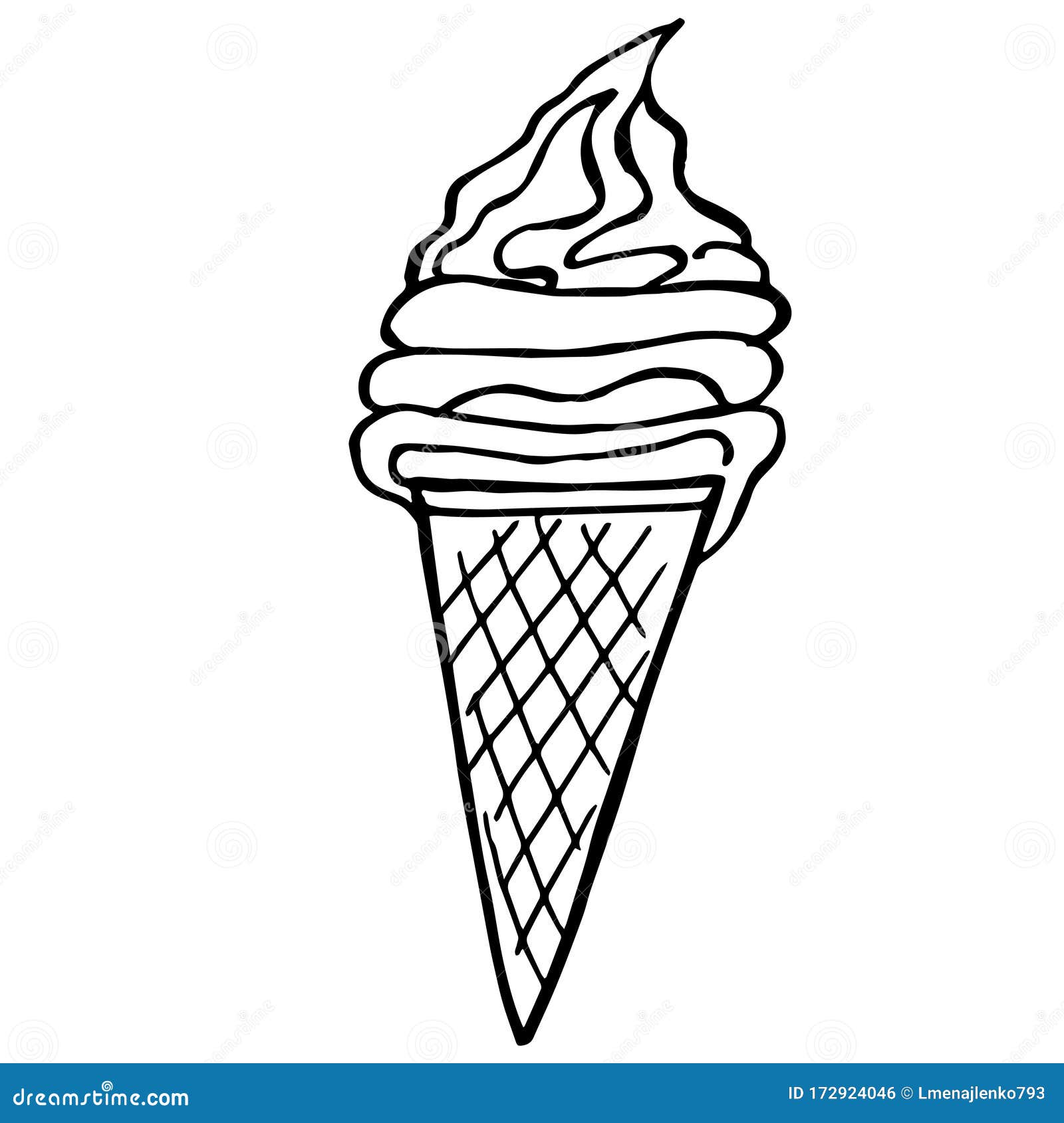 vector illustration close up ice cream in a waffle cone on an isolated white background stock illustration illustration of congratulation gift 172924046