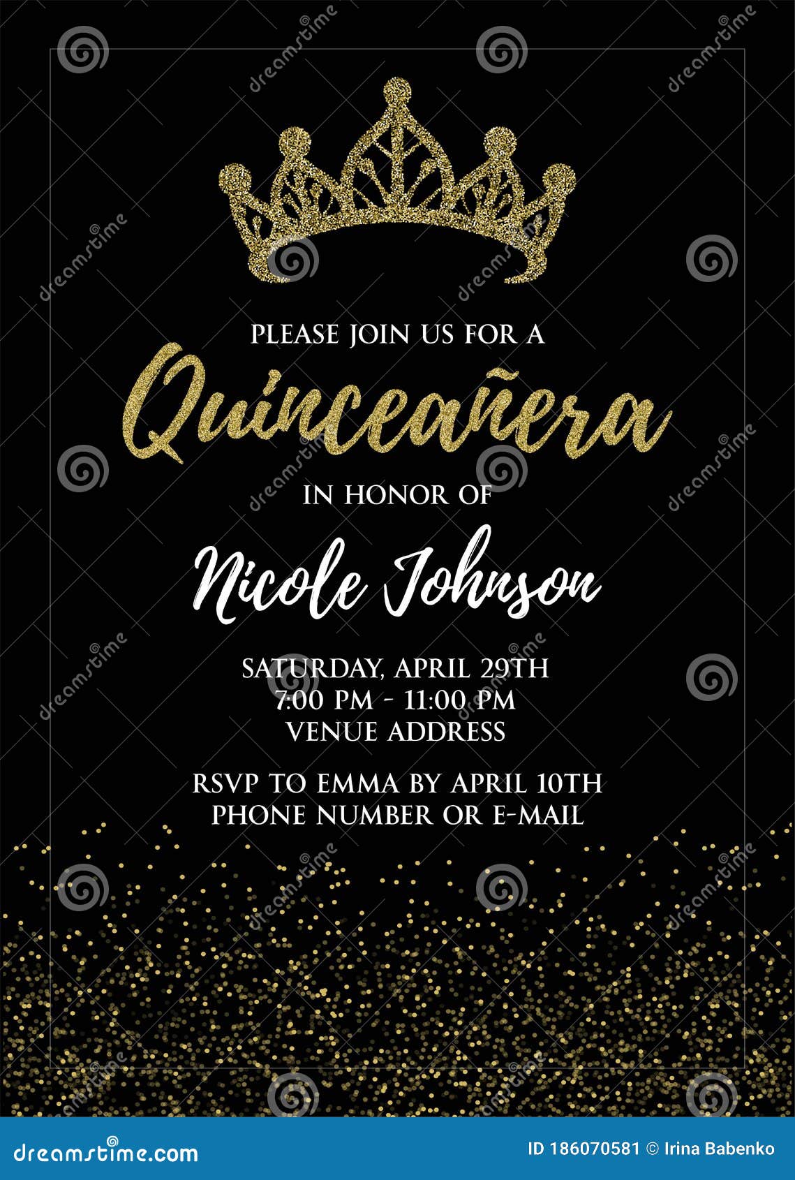 Quinceanera Birthday Party For Girl 15 Years Vector Printable Invitation Card Stock Illustration Illustration Of Design Female 186070581