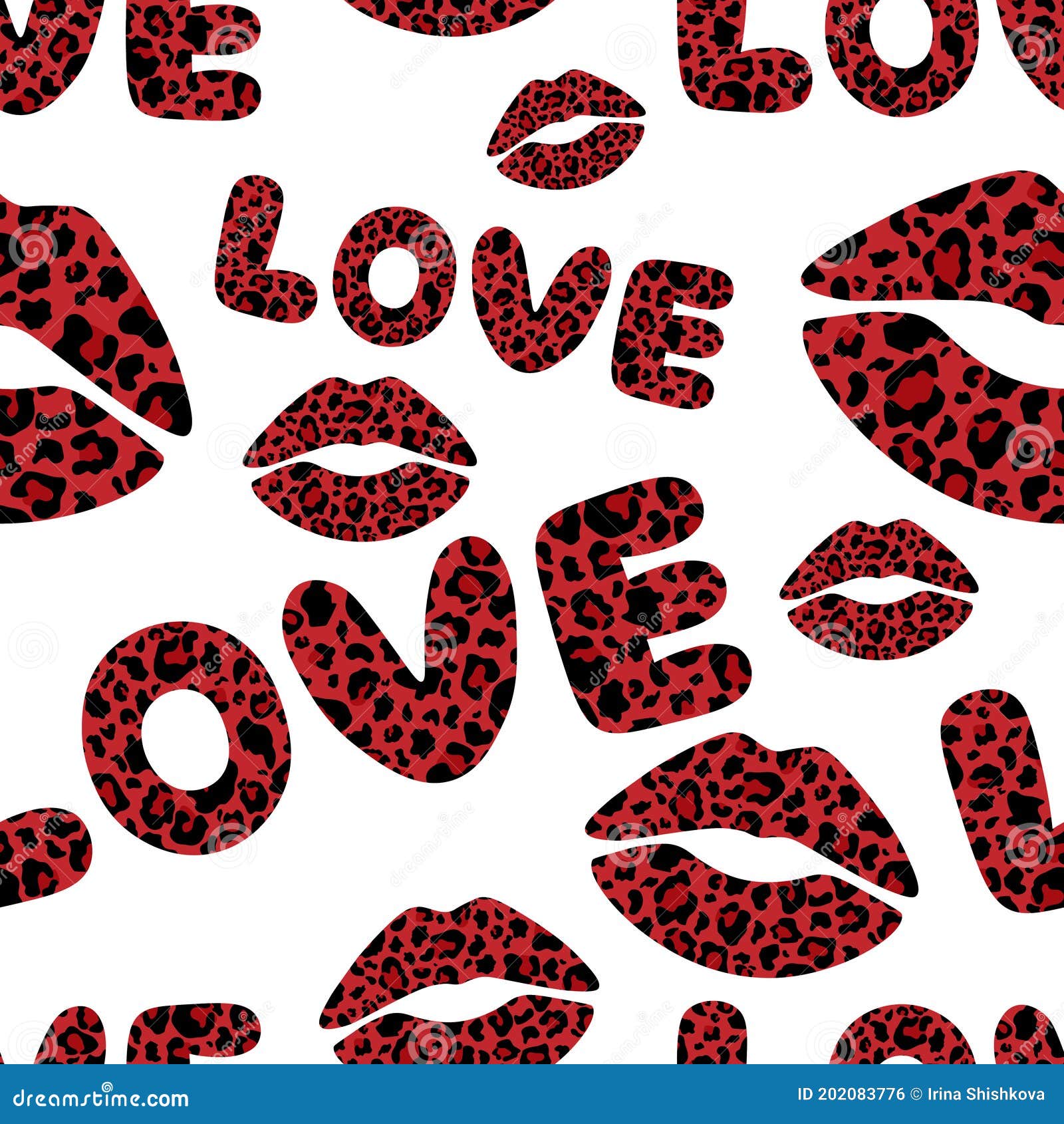 Seamless Pattern Valentine S Day Leopard Lips Vector Illustration Stock Illustration Illustration Of Card Background 776