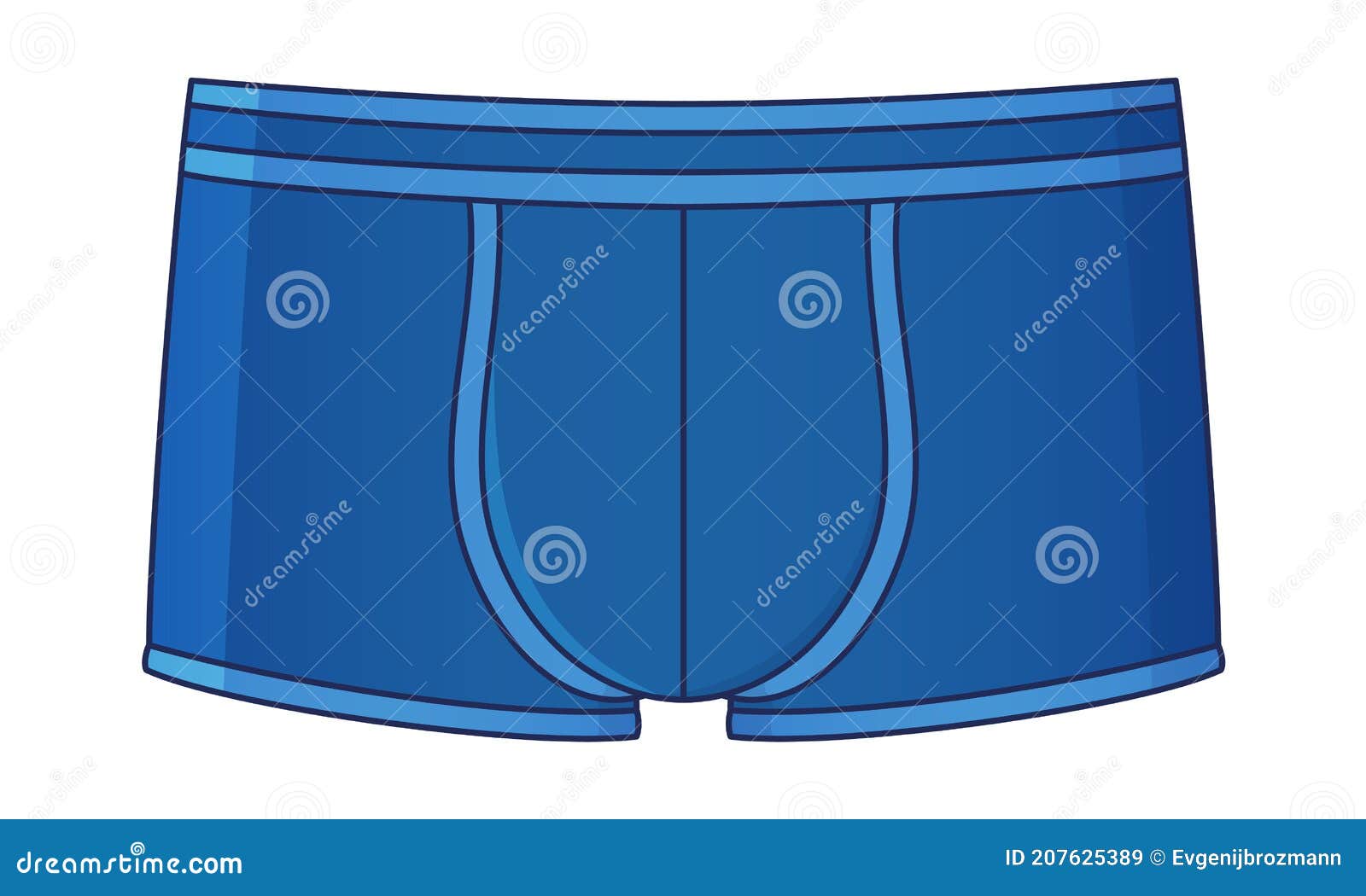 Cartoon Illustration of Blue Boxer Pants, Underwear Shorts. Men`s