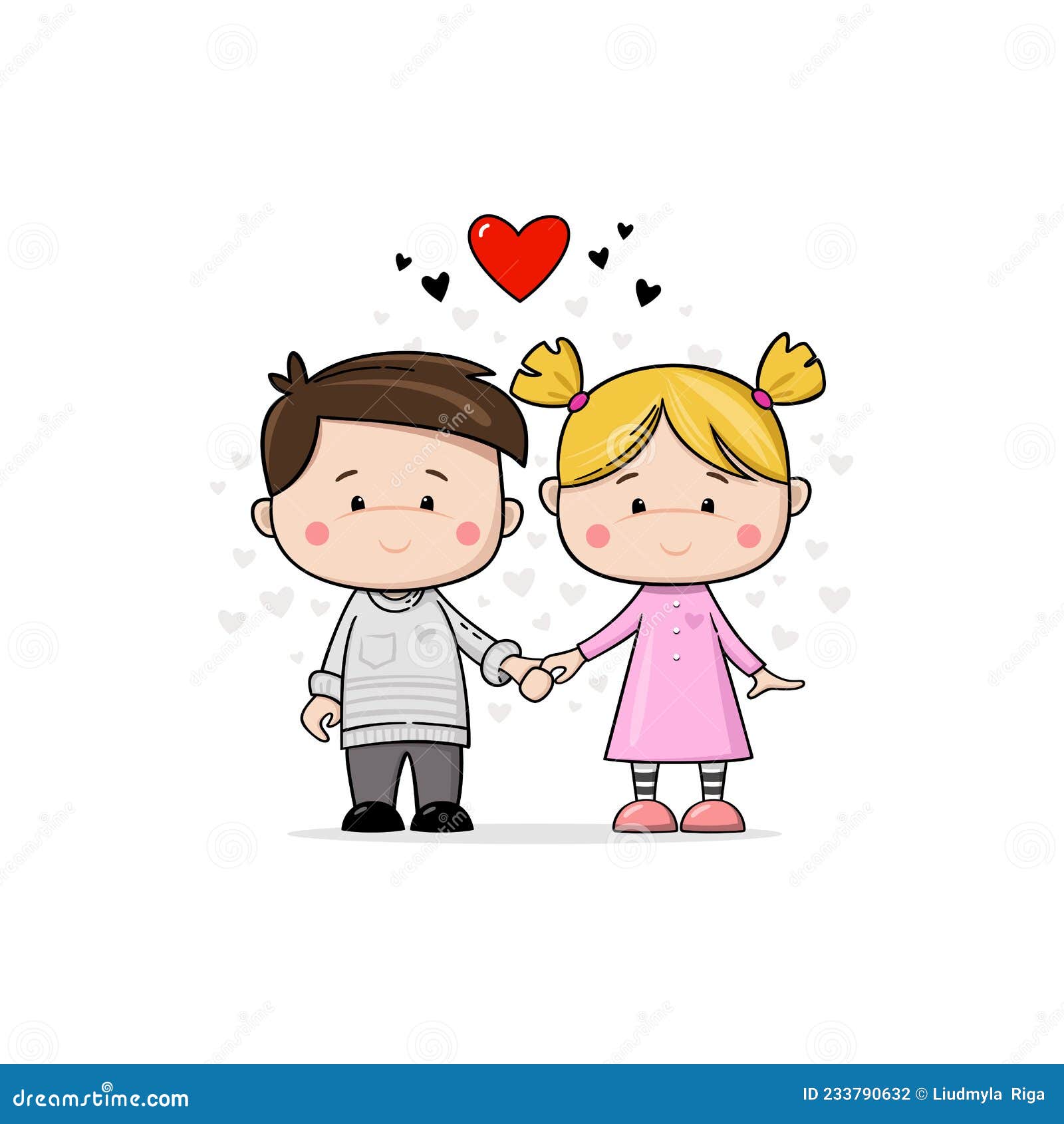 Cute Couple in Love. Cartoon Childish Characters on White Background Stock  Vector - Illustration of blog, girl: 233790632