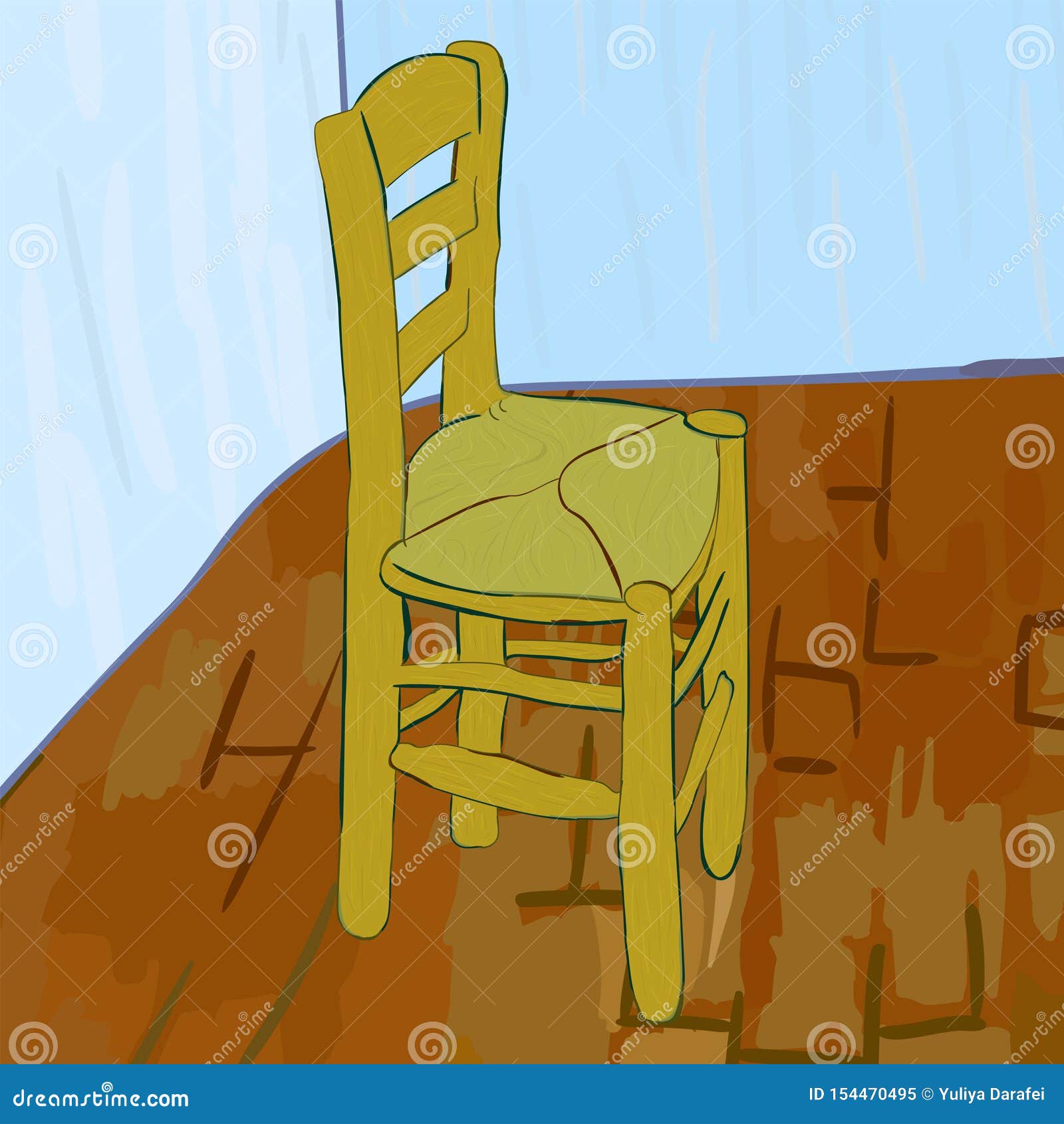 Chair In Van Gogh Style Stock Vector Illustration Of