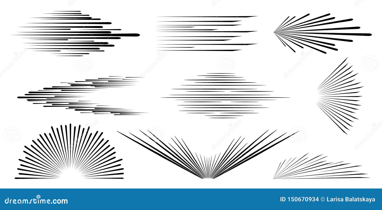 Speed lines isolated set. Comics motion lines for fast moving