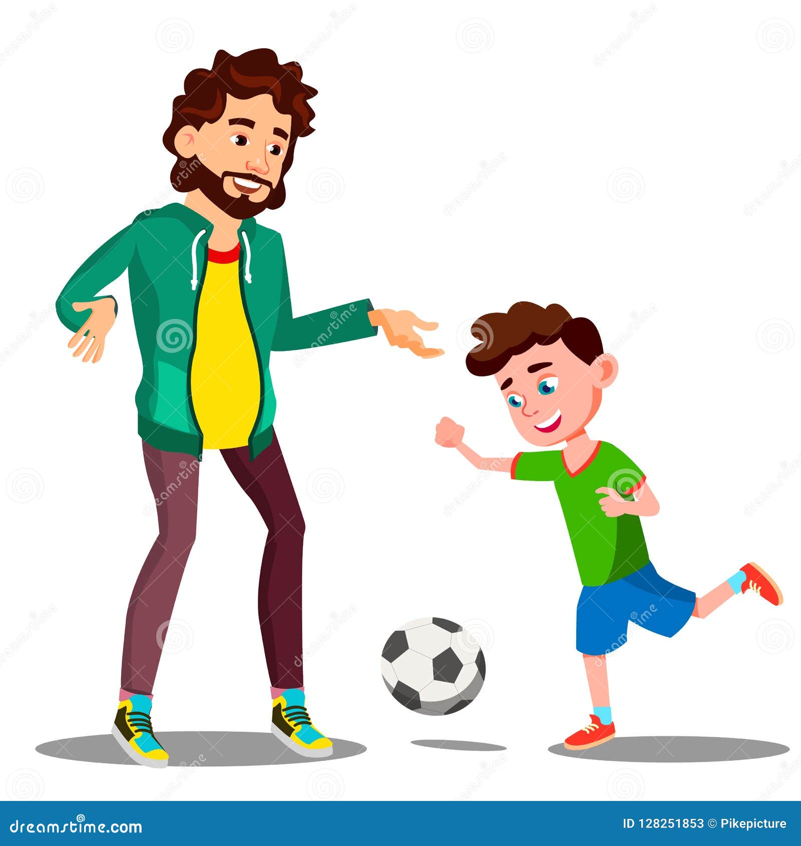 Папа играет в футбол. Папа с ребенком играют в футбол. Папа с сыном играют в футбол рисунок. Детские картинки игра в футбол с папой.