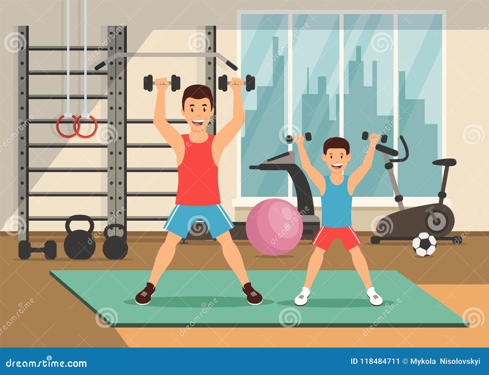 I go in for sport. Gym картинка для детей. Go to the Gym рисунок. Go to the Gym картинки для детей. Рисунок папа и сын занимаются спортом.