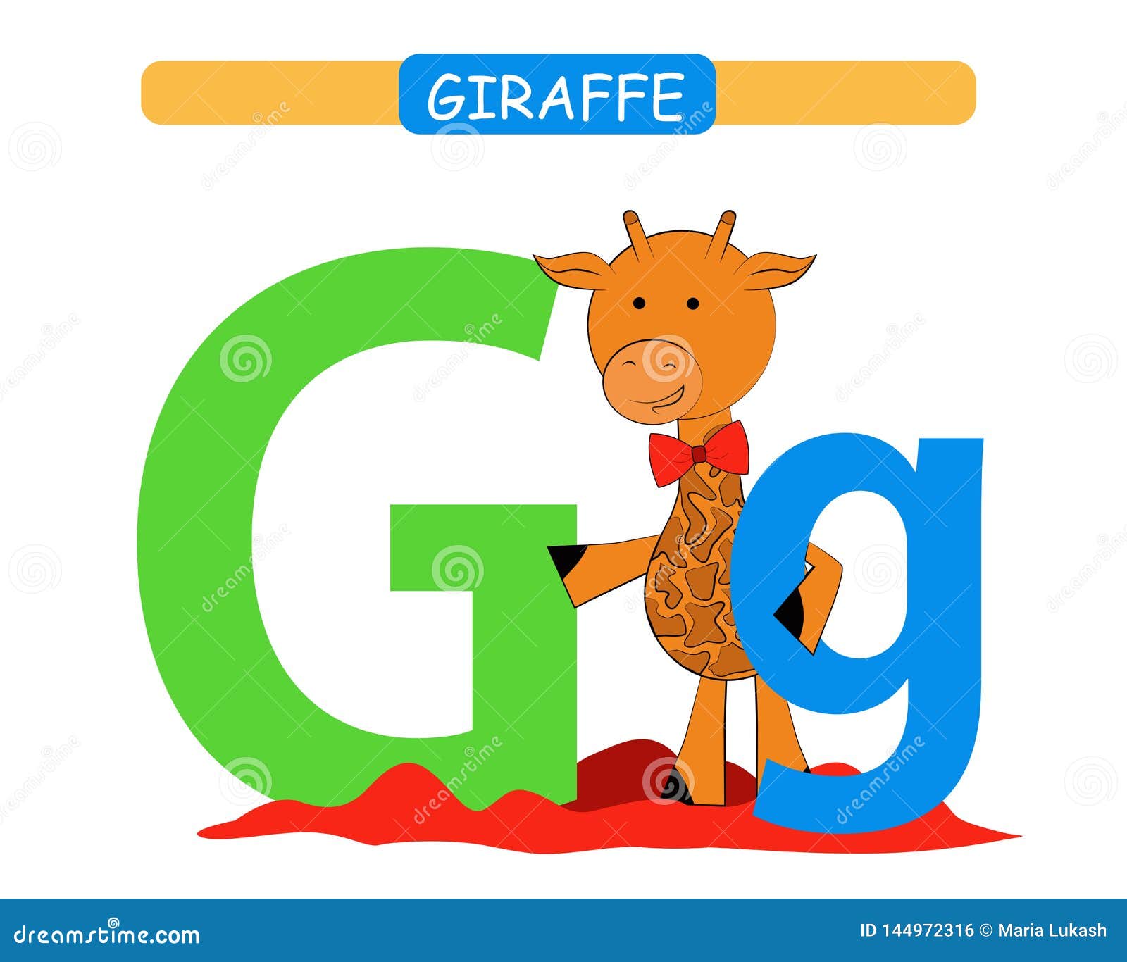 Letter G and Funny Cartoon Giraffe. Animals Alphabet a-z. Cute Zoo ...