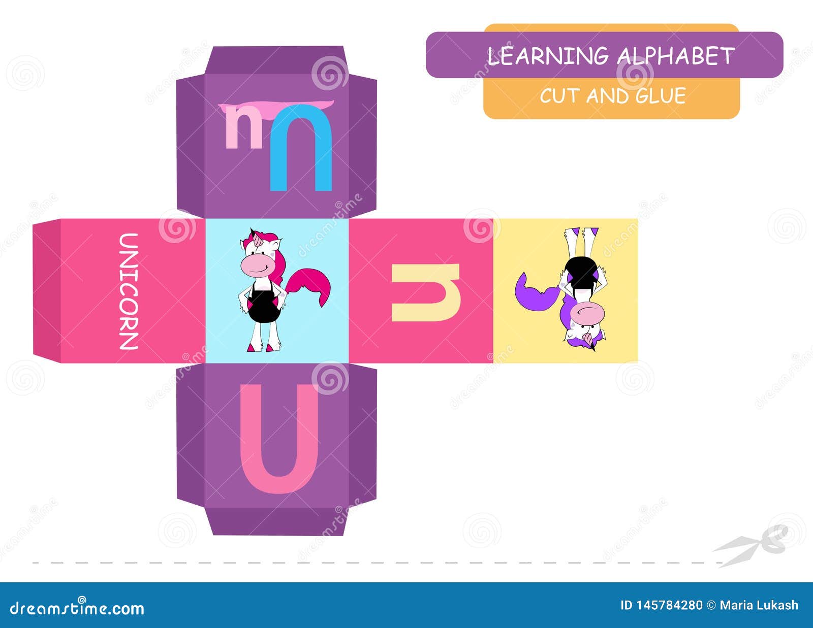 Сut and Glue the Cube: Letter U. Educational Game for Kids. Cute Zoo  Alphabet a-z in Vector for Children. Letter U Stock Vector - Illustration  of book, educational: 145784280