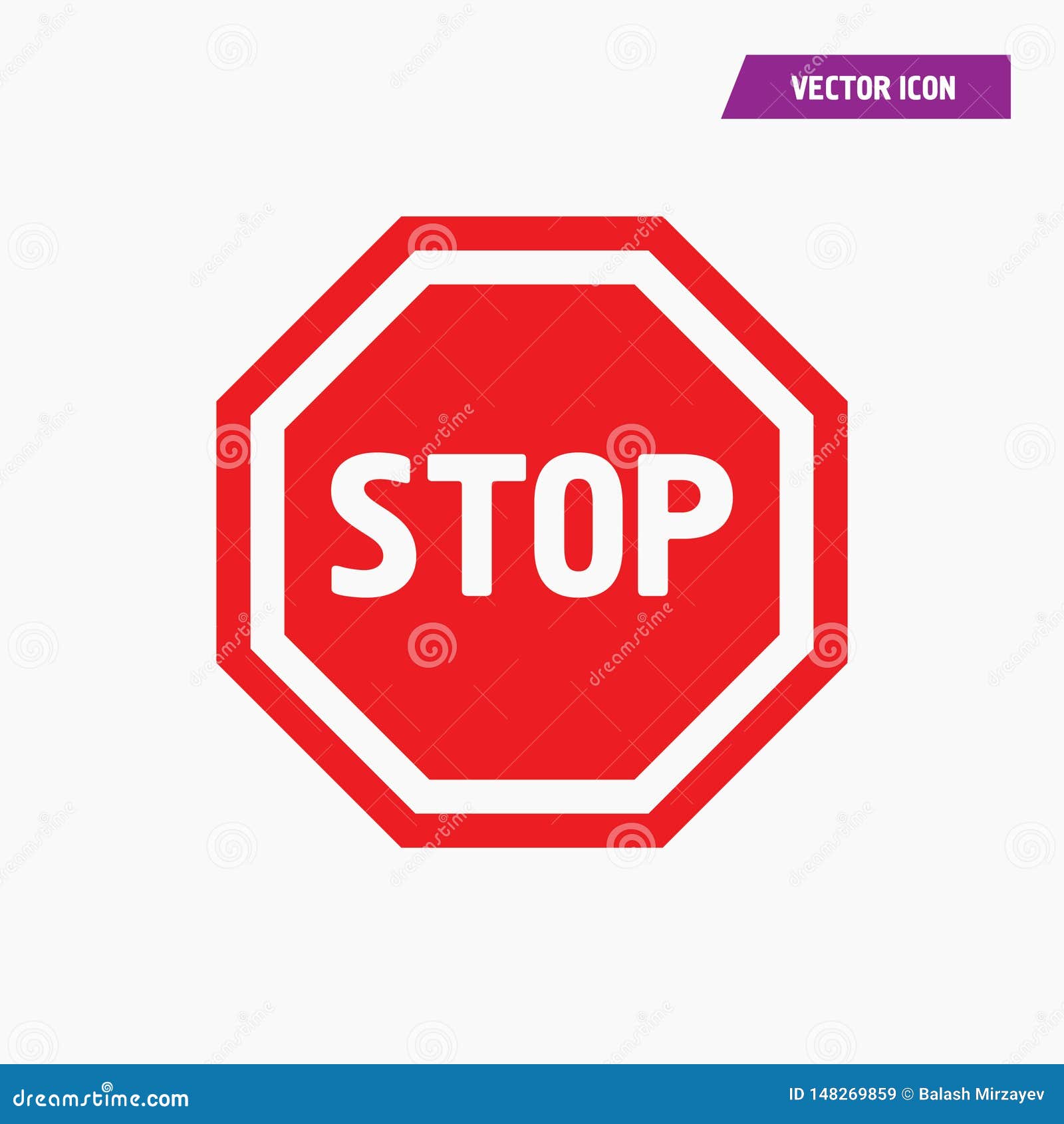Red Hexagon STOP Sign Icon ,Road Sign Stock Vector - Illustration of  travel, safety: 148269859