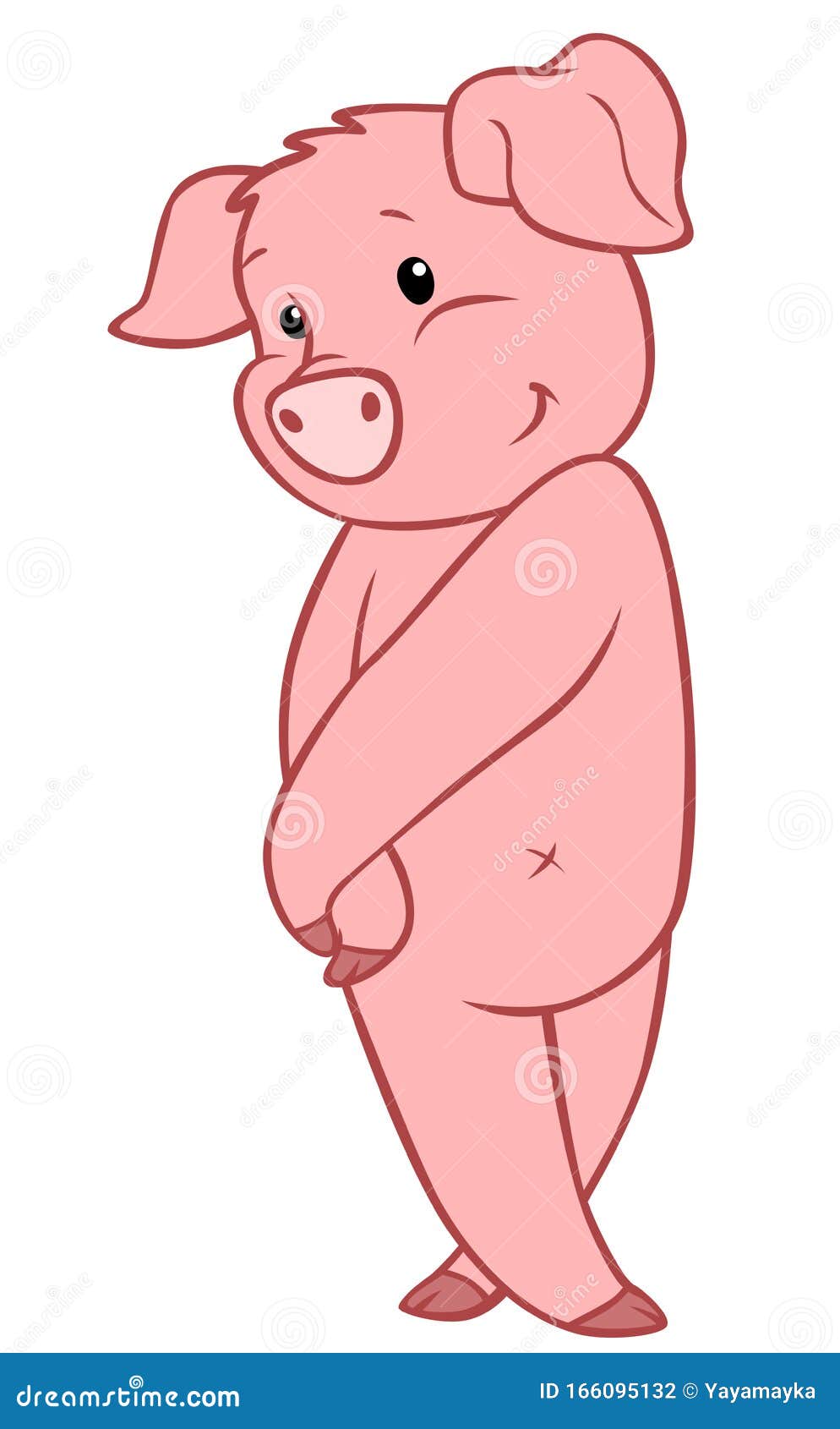 Cartoon Farm Animals. Little Cute Shy Pig Stands and Smiles. Stock Vector -  Illustration of stands, character: 166095132