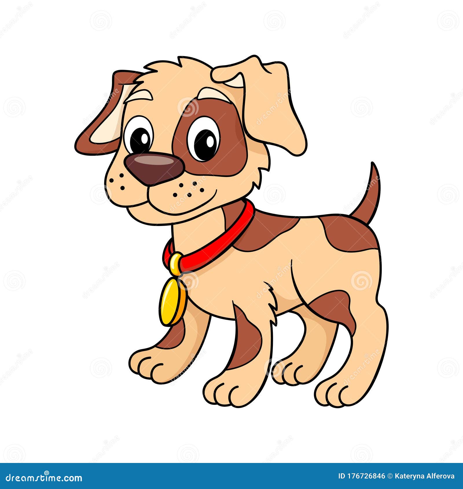 Cute Cartoon Little Dog. Puppy Stock Vector - Illustration of brown, cartoon:  176726846