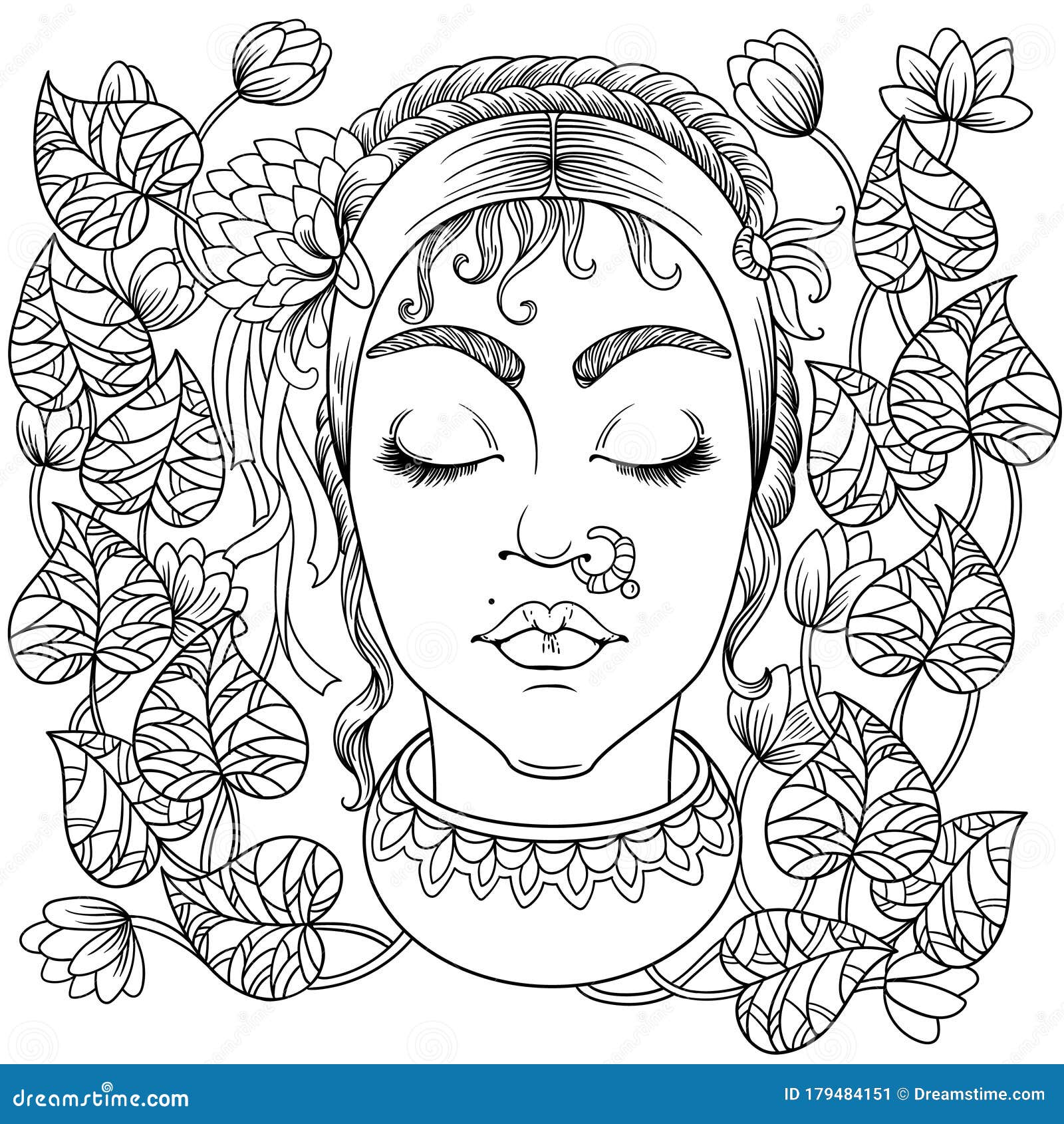 Woman flowers - Anti stress Adult Coloring Pages