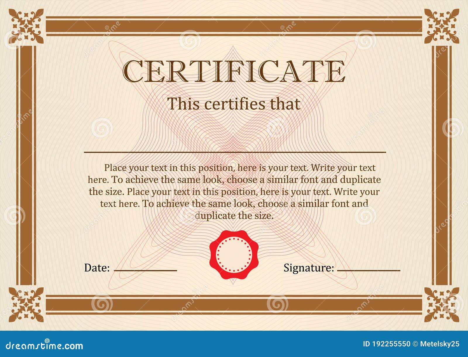 Certificate or Diploma of Completion Design Template with Borders