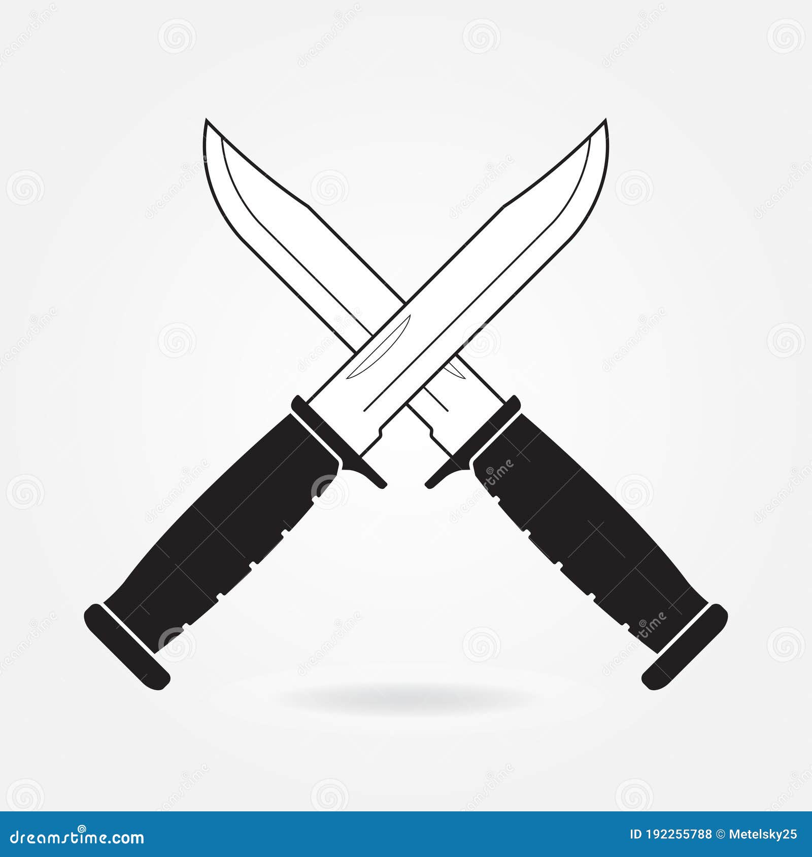 Knifes Icon. Two Crossed Metallic Military or Army Knives Isolated on Gray  Background. Vector Illustration. Stock Vector - Illustration of fighter,  fight: 192255788