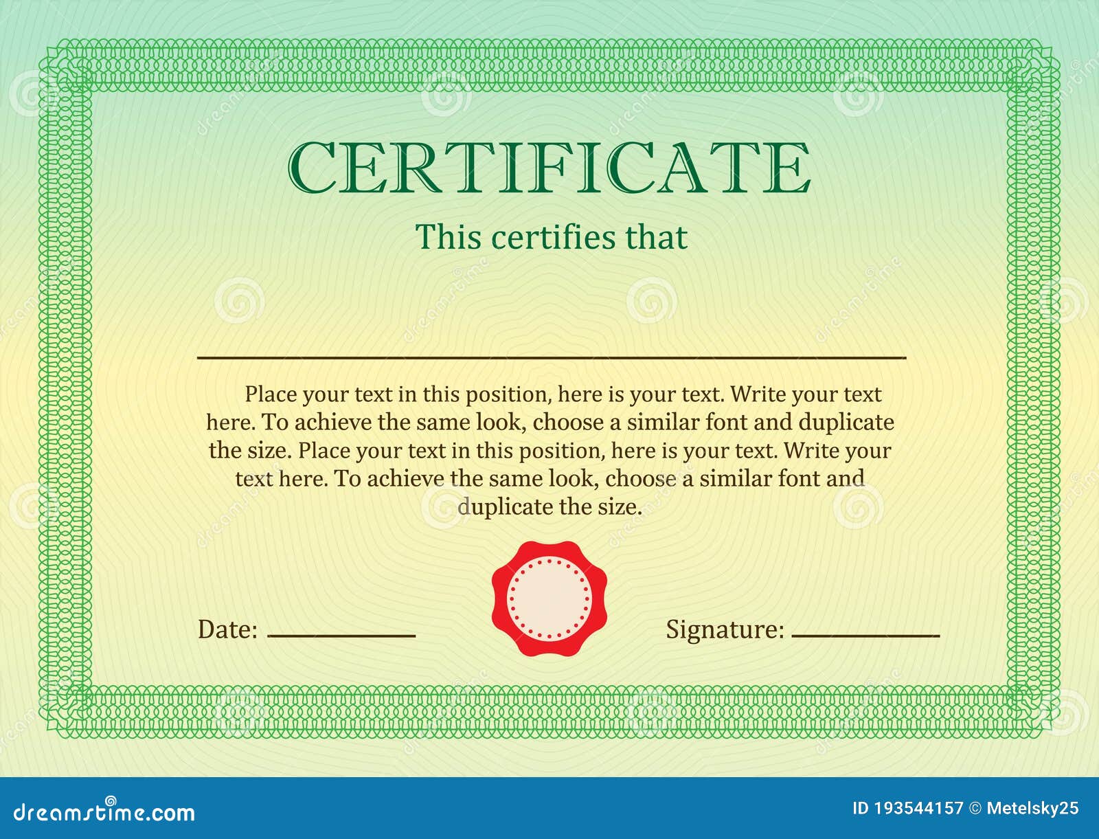 Certificate or Diploma of Completion Design Template with Borders