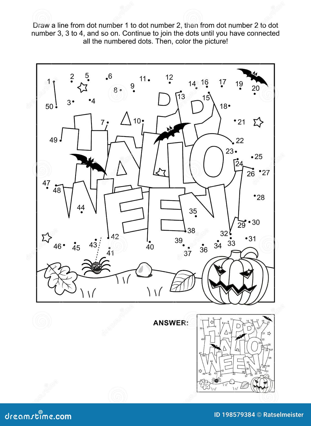 Halloween Greeting Join The Dots Puzzle And Coloring Page Stock Vector Illustration Of Answer Dots Halloween Greeting Join The Dots Puzzle And Coloring Page Stock Vector Illustration Of Answer Dots