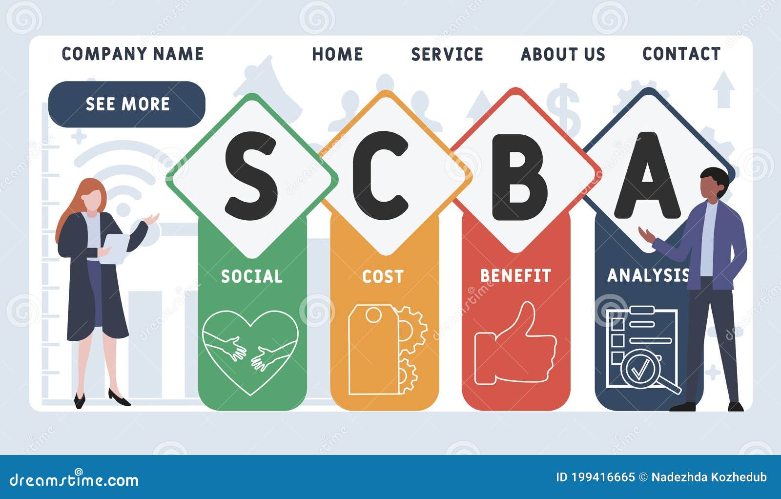 Vector Website Design Template Scba Social Cost Benefit Analysis Acronym Business Concept Stock Vector Illustration Of Marketing Analysis 199416665