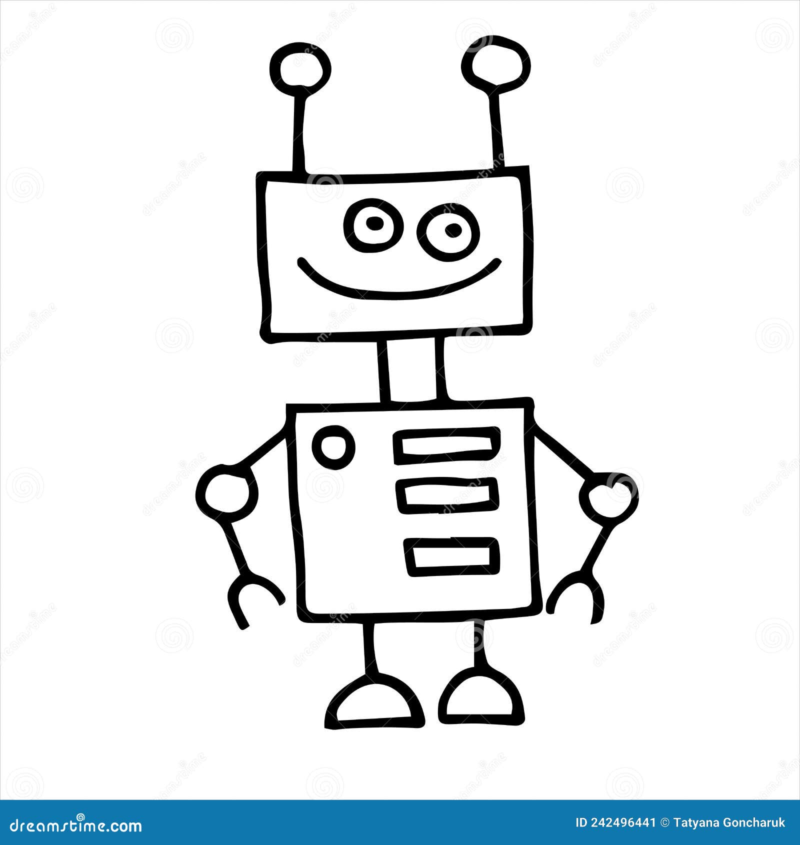 simple vector drawing in doodle style. robot. cute robot hand