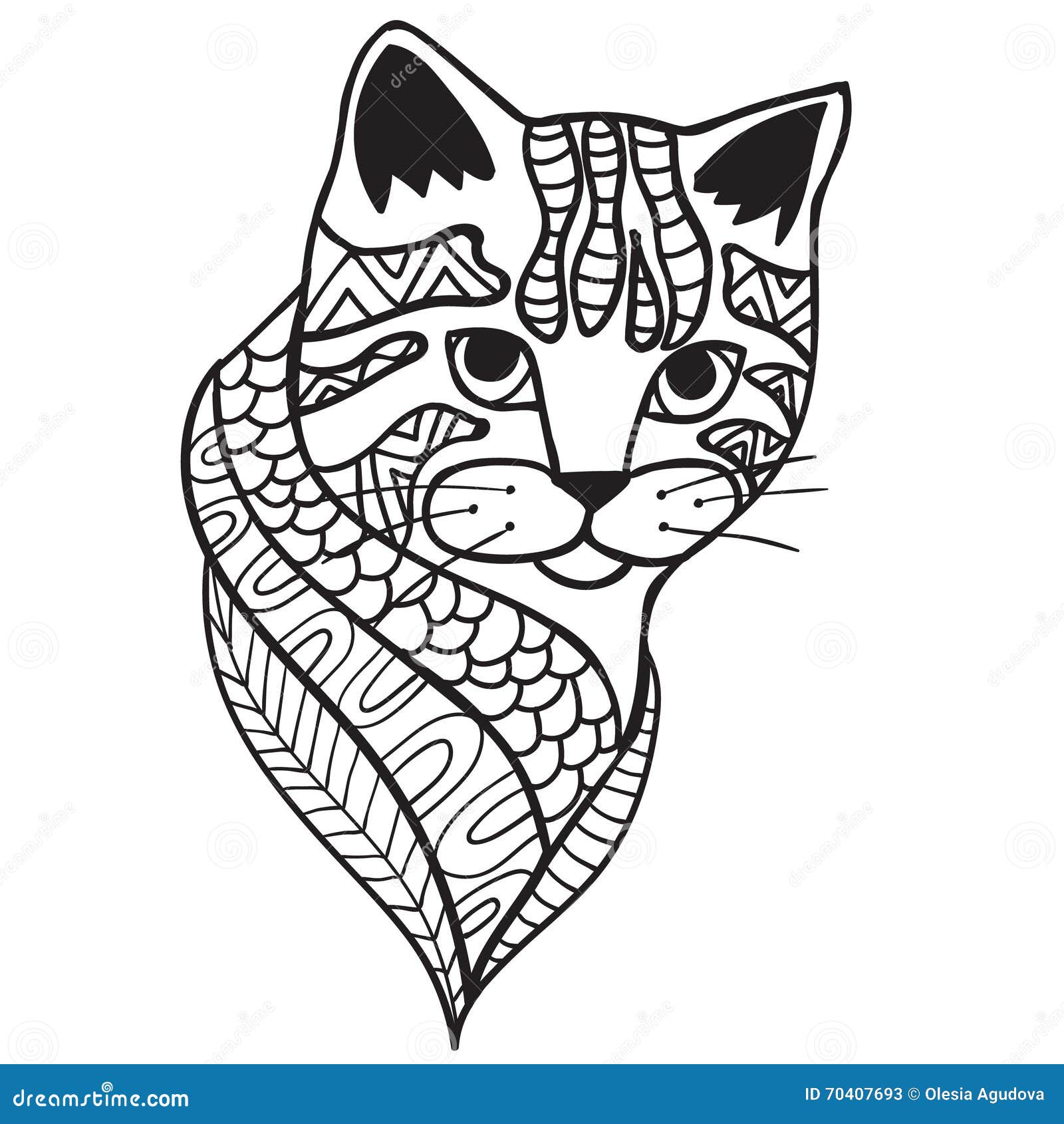 Раскраска кот орнамент