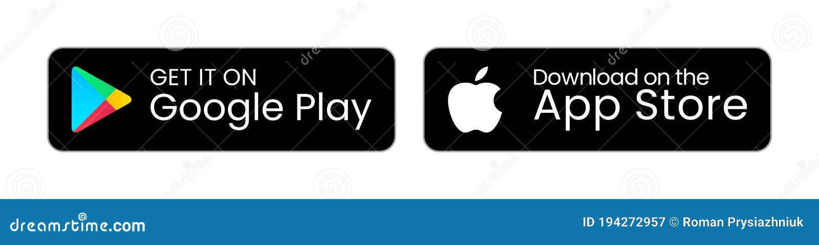 Vetor de App store buttons set. Google Play Store logo.