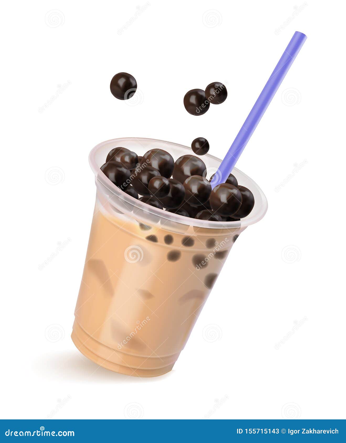 wallpapers Bubble Tea Drawing Realistic tea with tapioca vector realistic