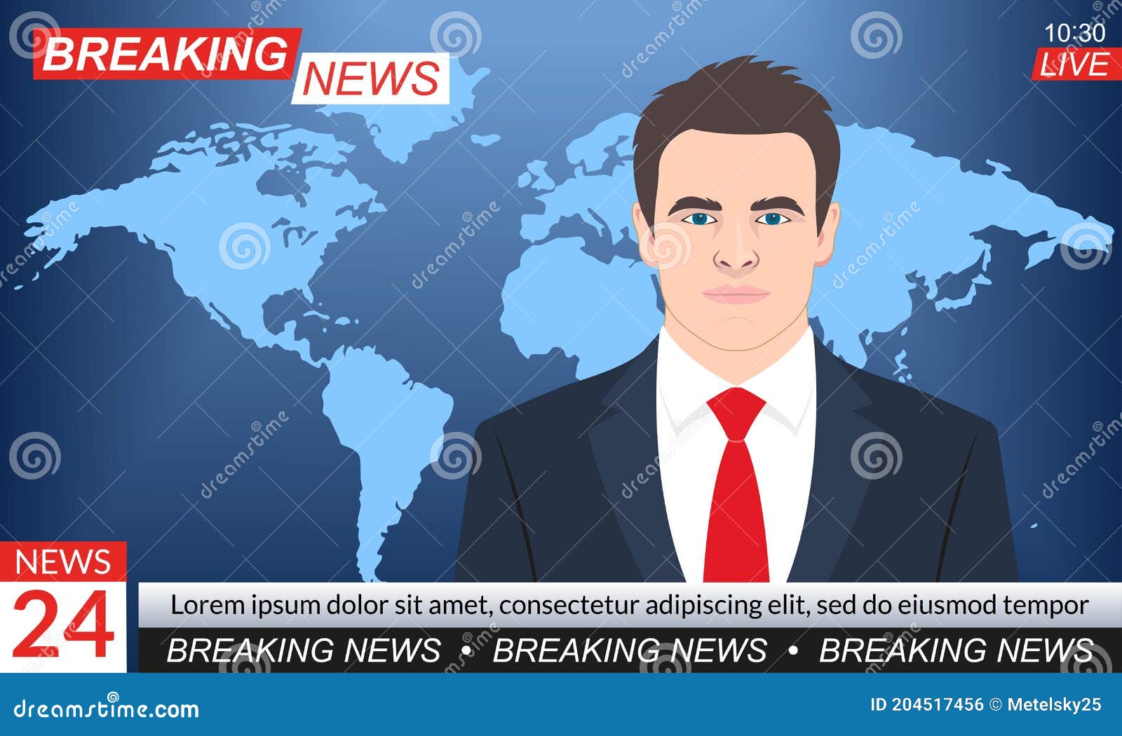 TV News Studio. Breaking News Background with Anchorman or Presenter.  Television Program Template Stock Vector - Illustration of breaking, live:  204517456