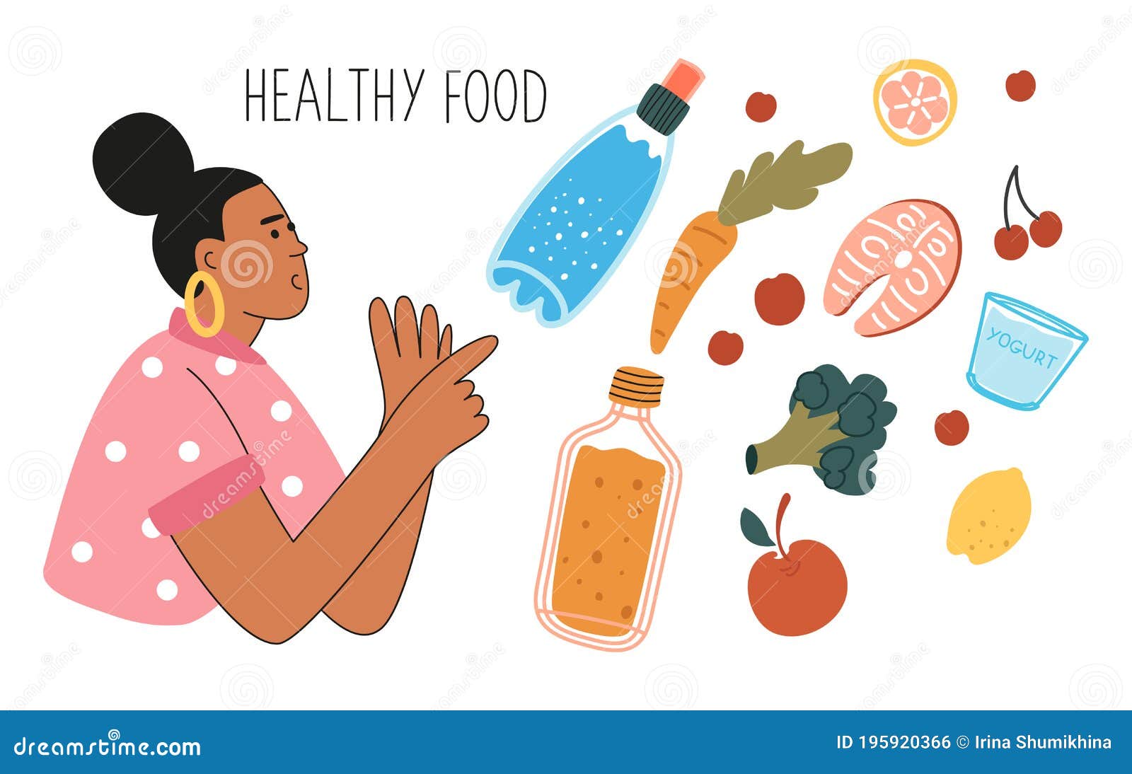 A Woman Chooses Healthy Food. the Concept of a Balanced Diet. Diet Stock Vector - Illustration of care, broccoli: 195920366 A Woman Chooses Healthy Food. the Concept of a Balanced Diet. Diet Stock Vector - Illustration of care, broccoli: 195920366