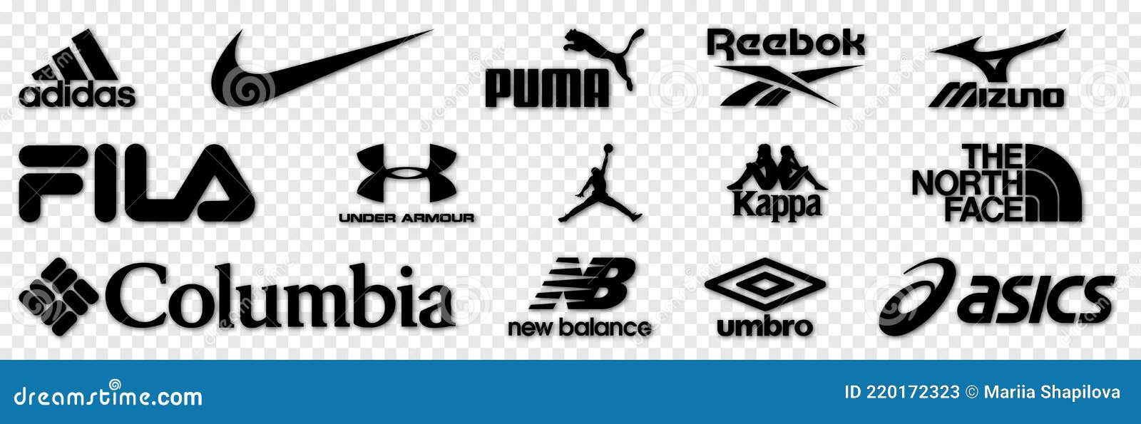 популярные логотипы популярных брендов спортивной одежды Редакционное Стоковое Фото - иллюстрации насчитывающей икона, немецко: 220172323