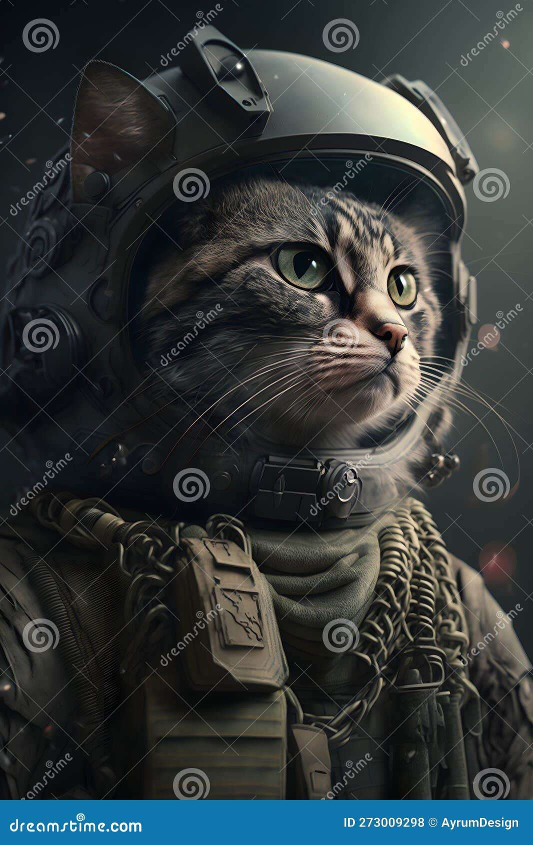 Котик в каске военной