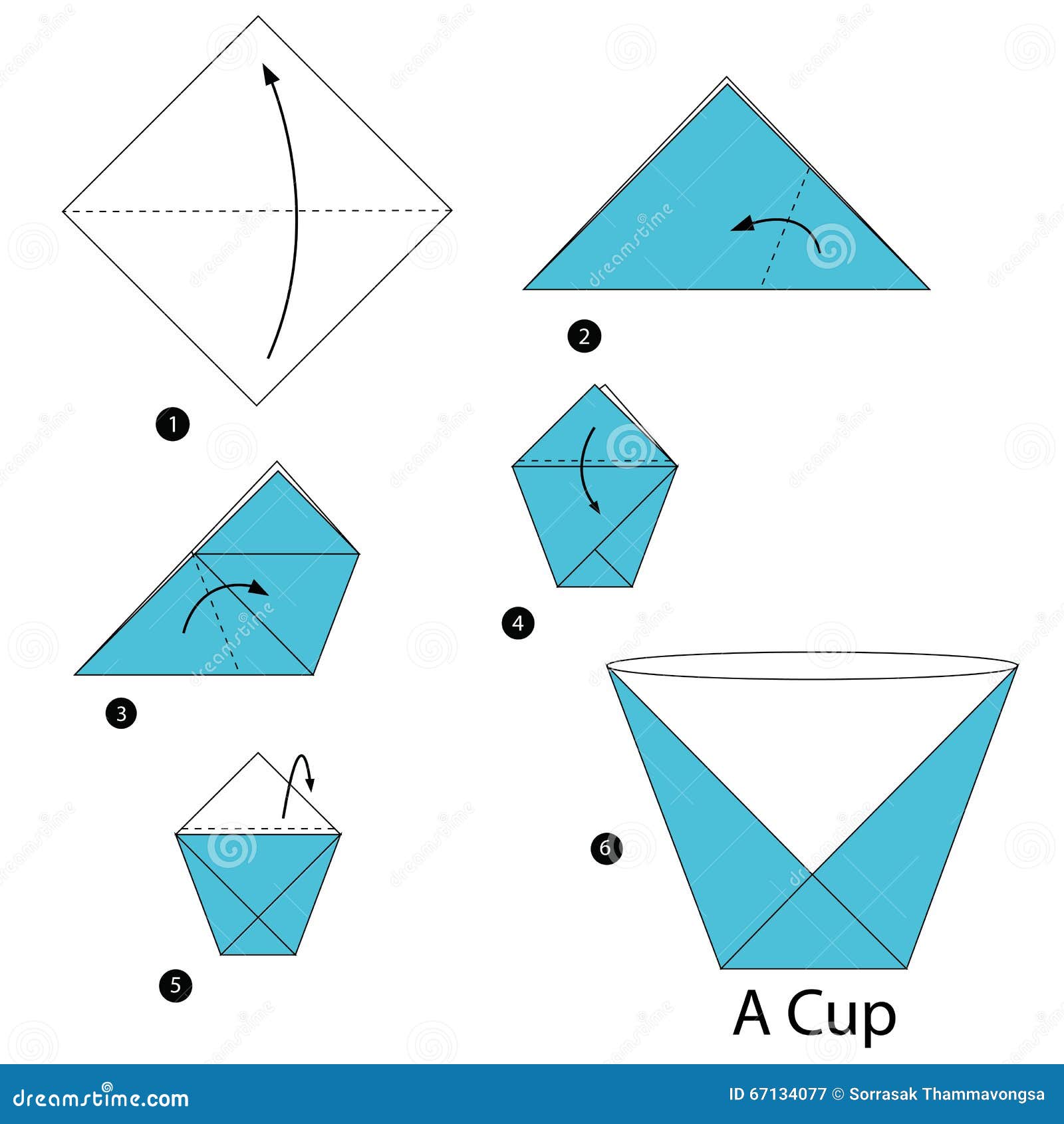 Постепенные инструкции как сделать Origami чашка Иллюстрация вектора ...